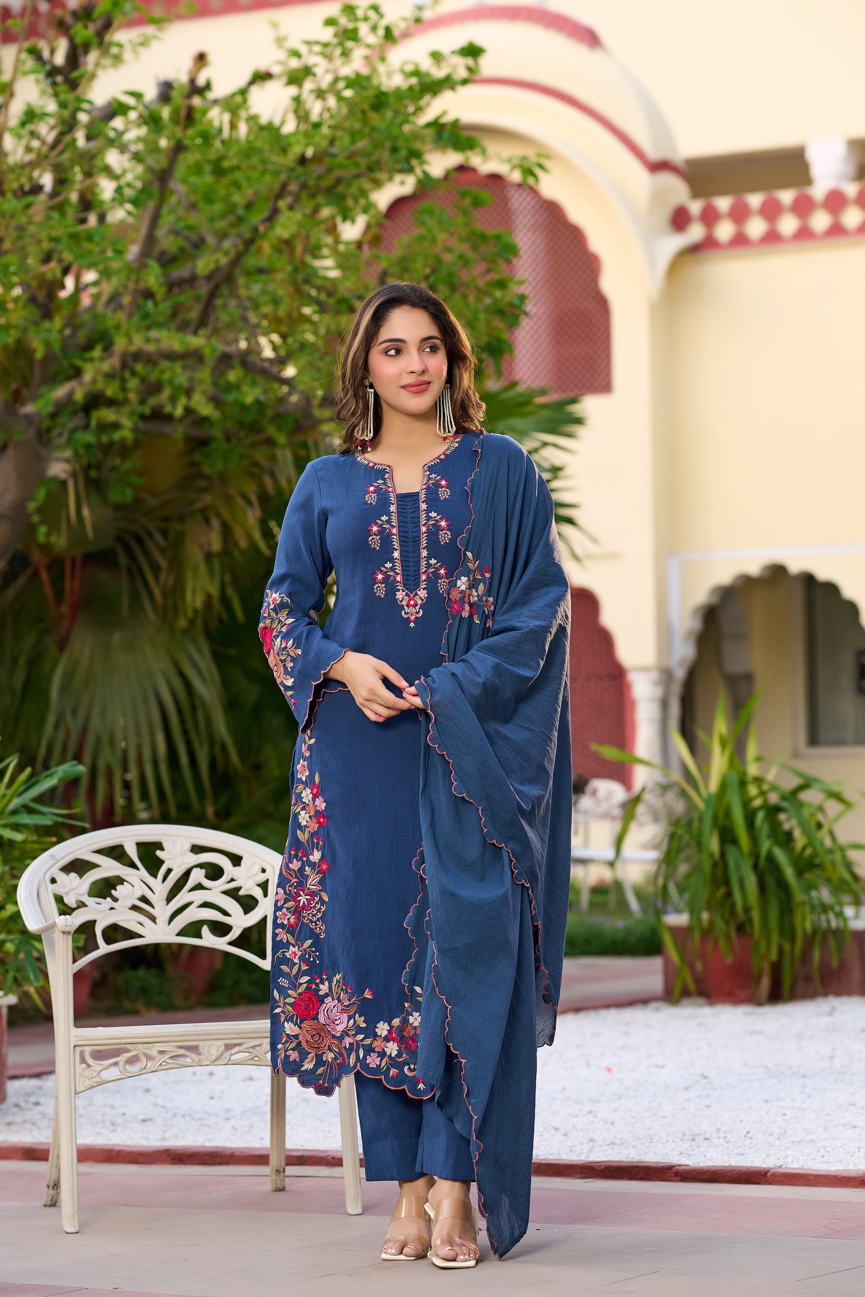 Royal Indigo Blossom Suit Set