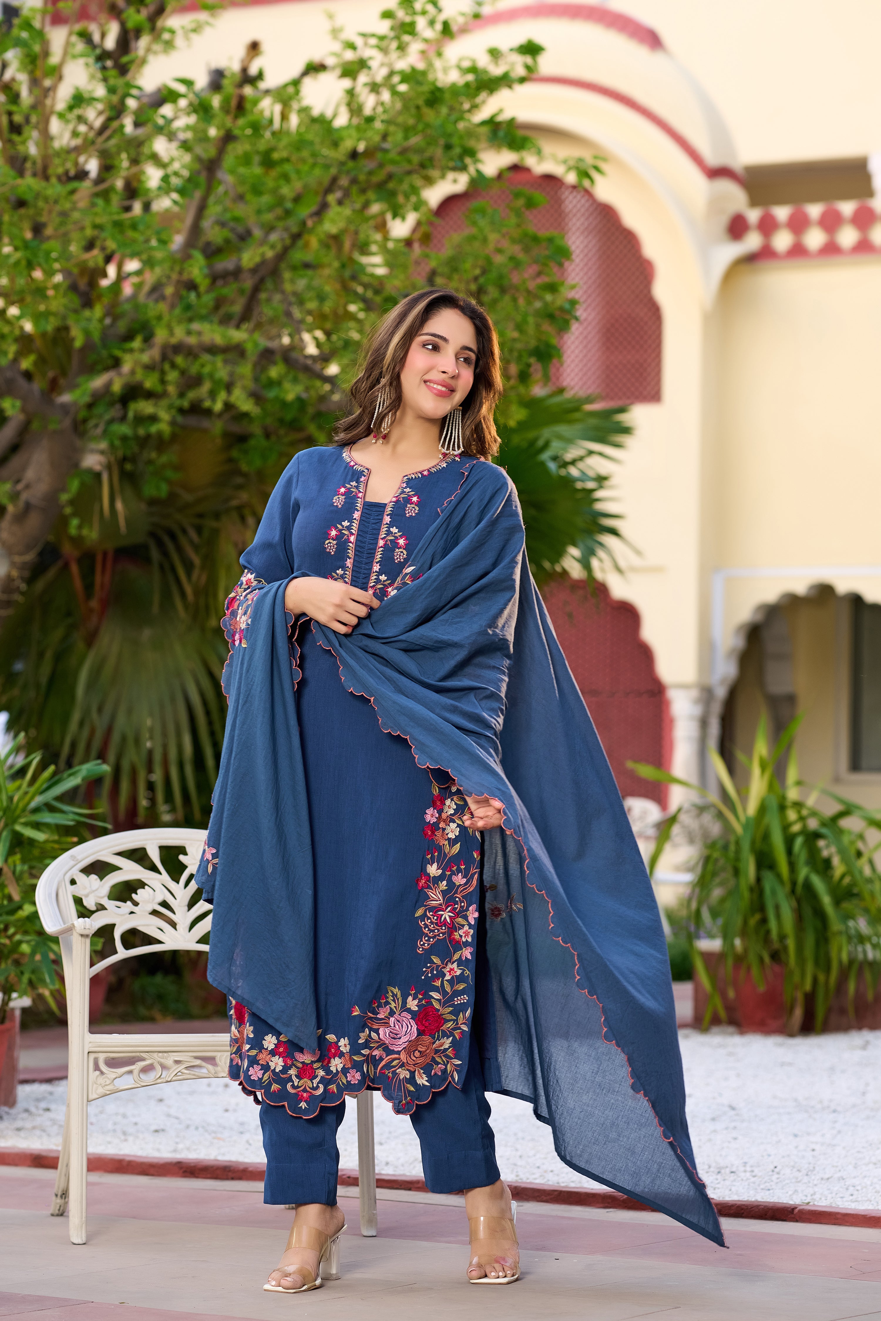 Royal Indigo Blossom Suit Set