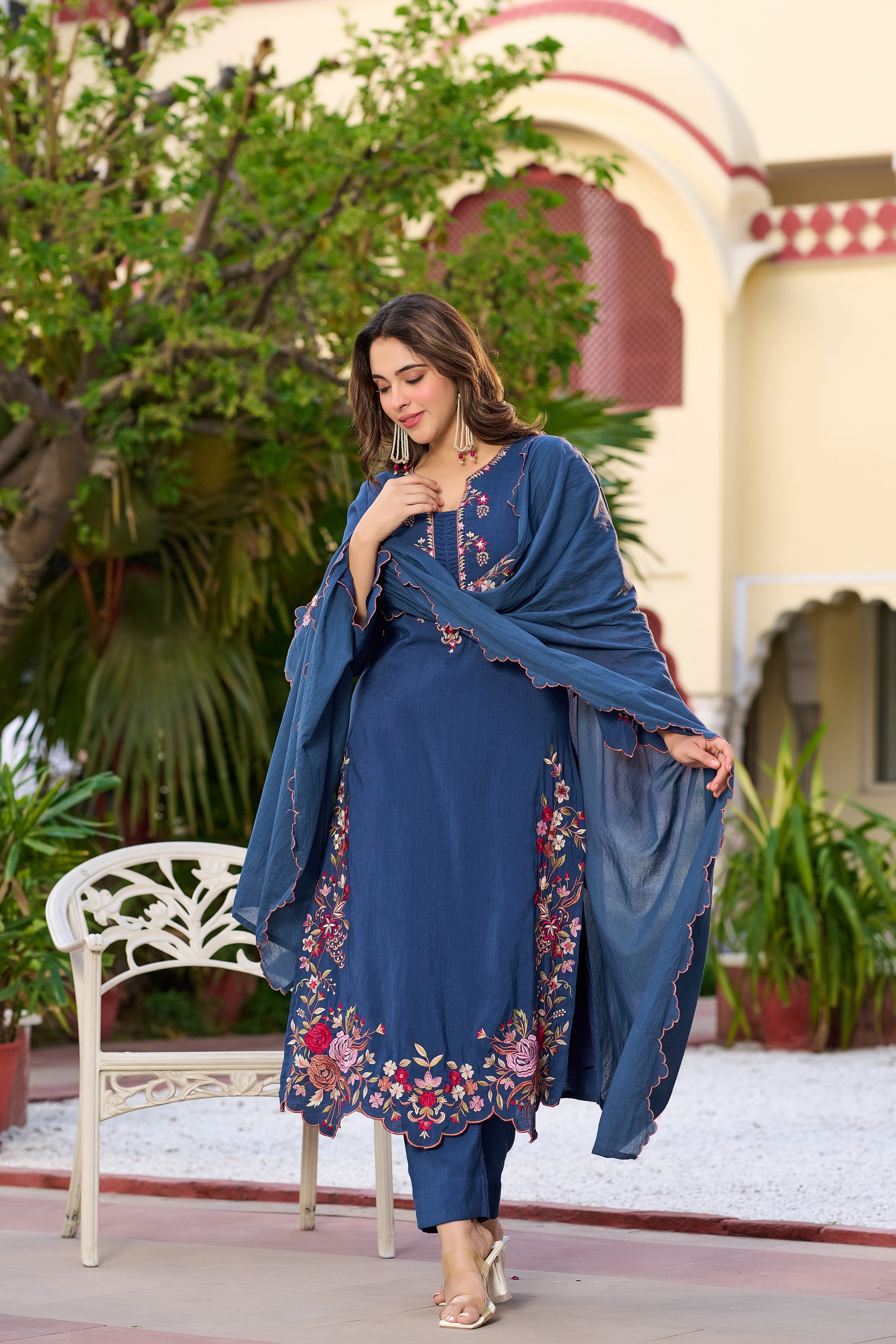 Royal Indigo Blossom Suit Set