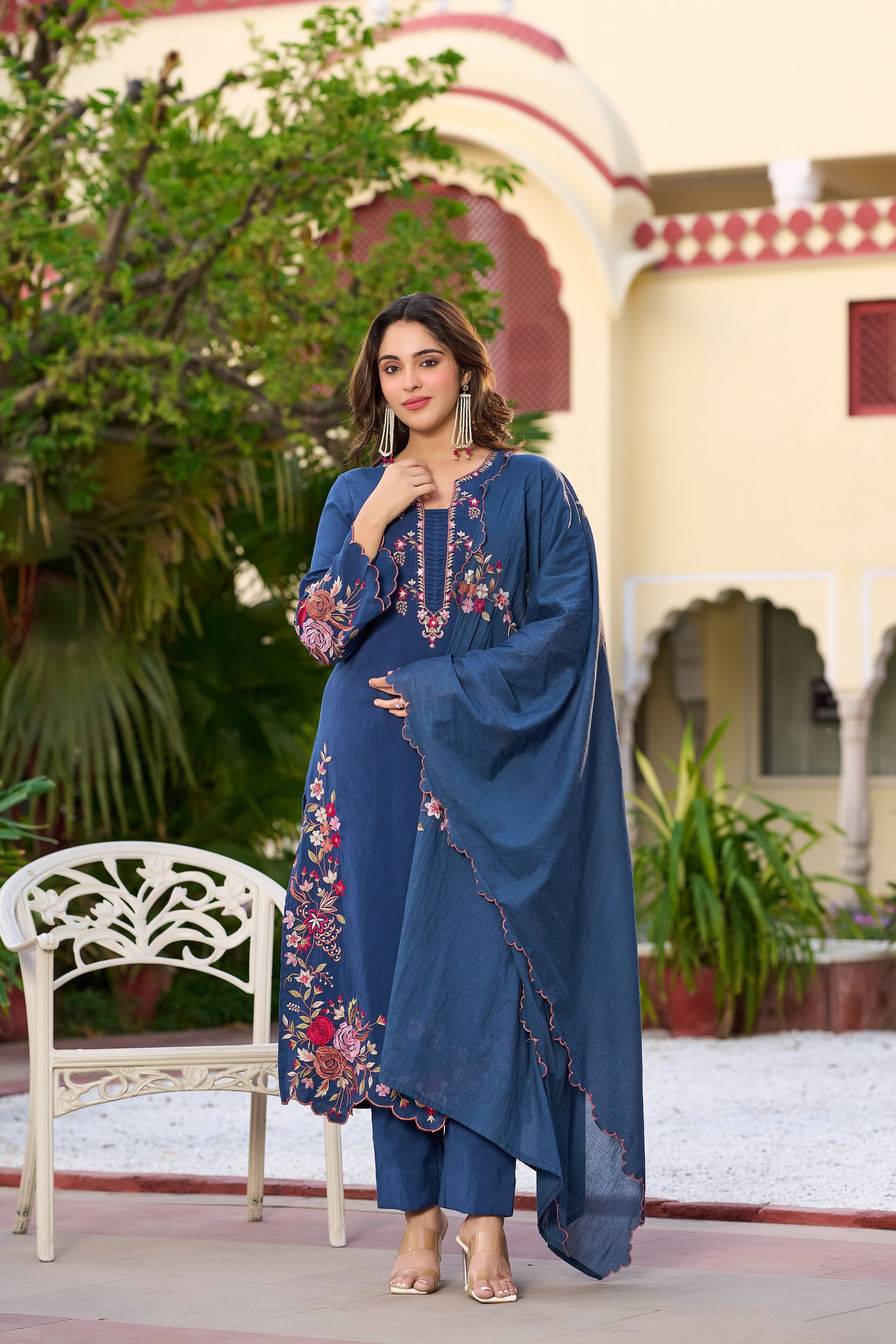 Royal Indigo Blossom Suit Set