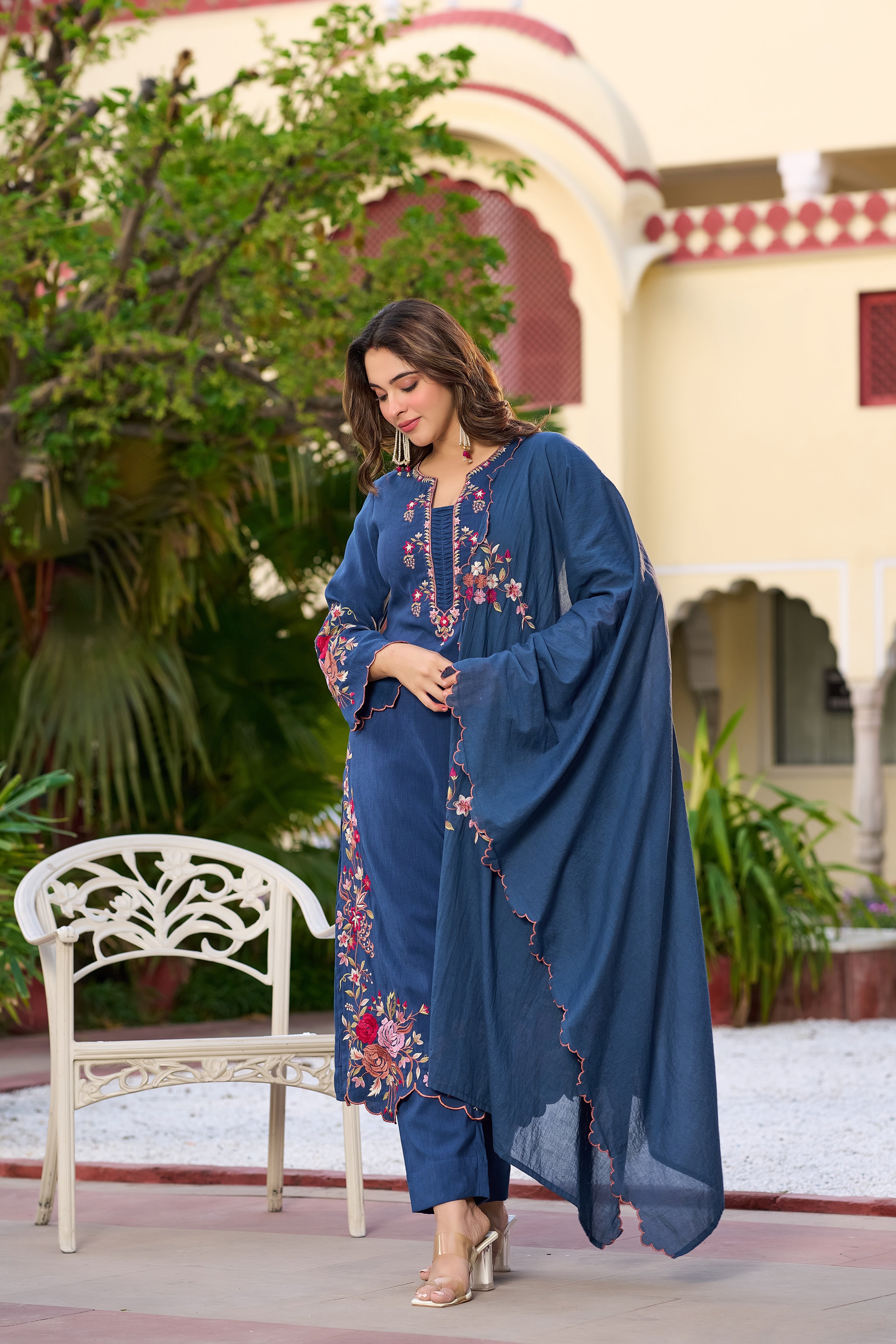 Royal Indigo Blossom Suit Set