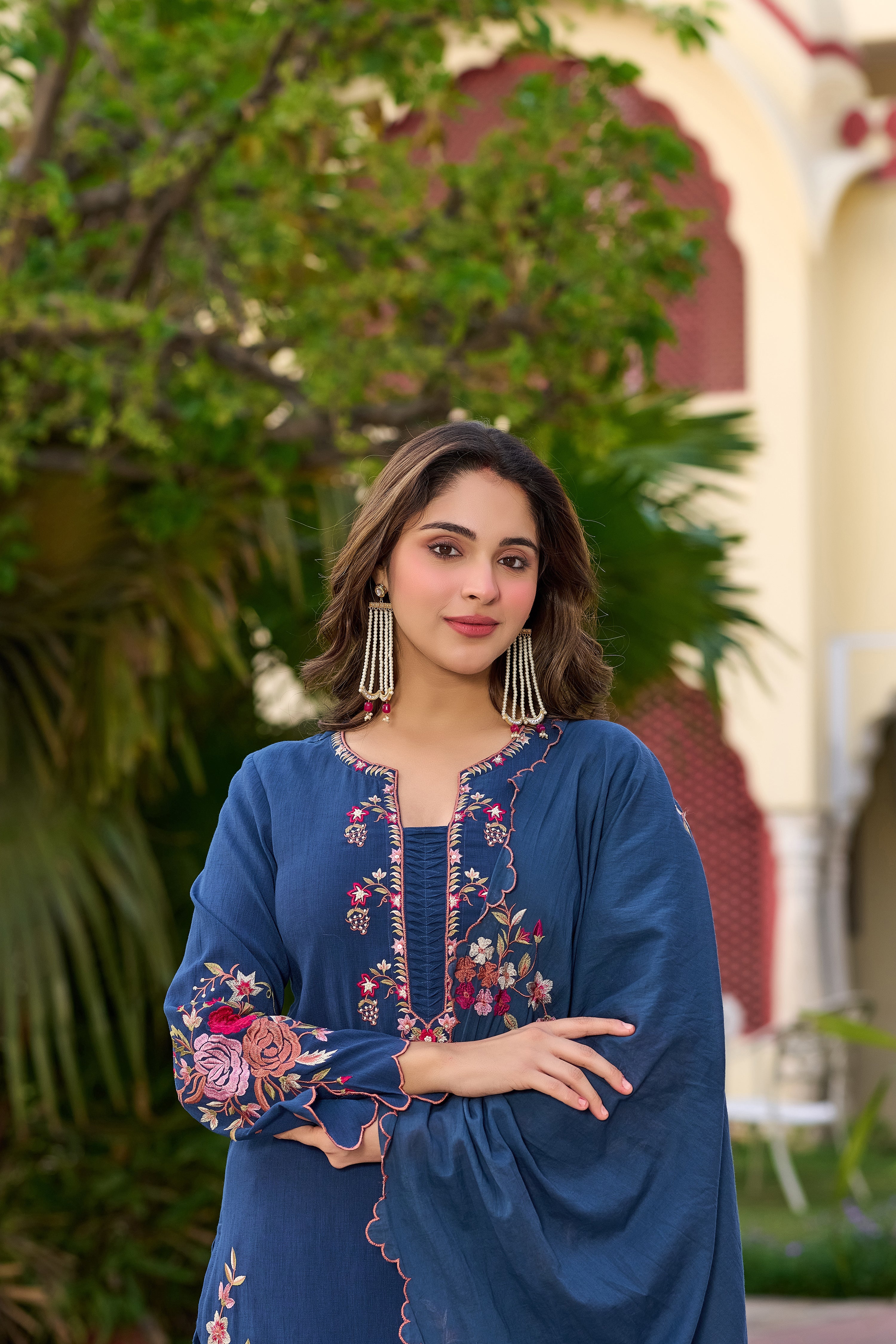 Royal Indigo Blossom Suit Set