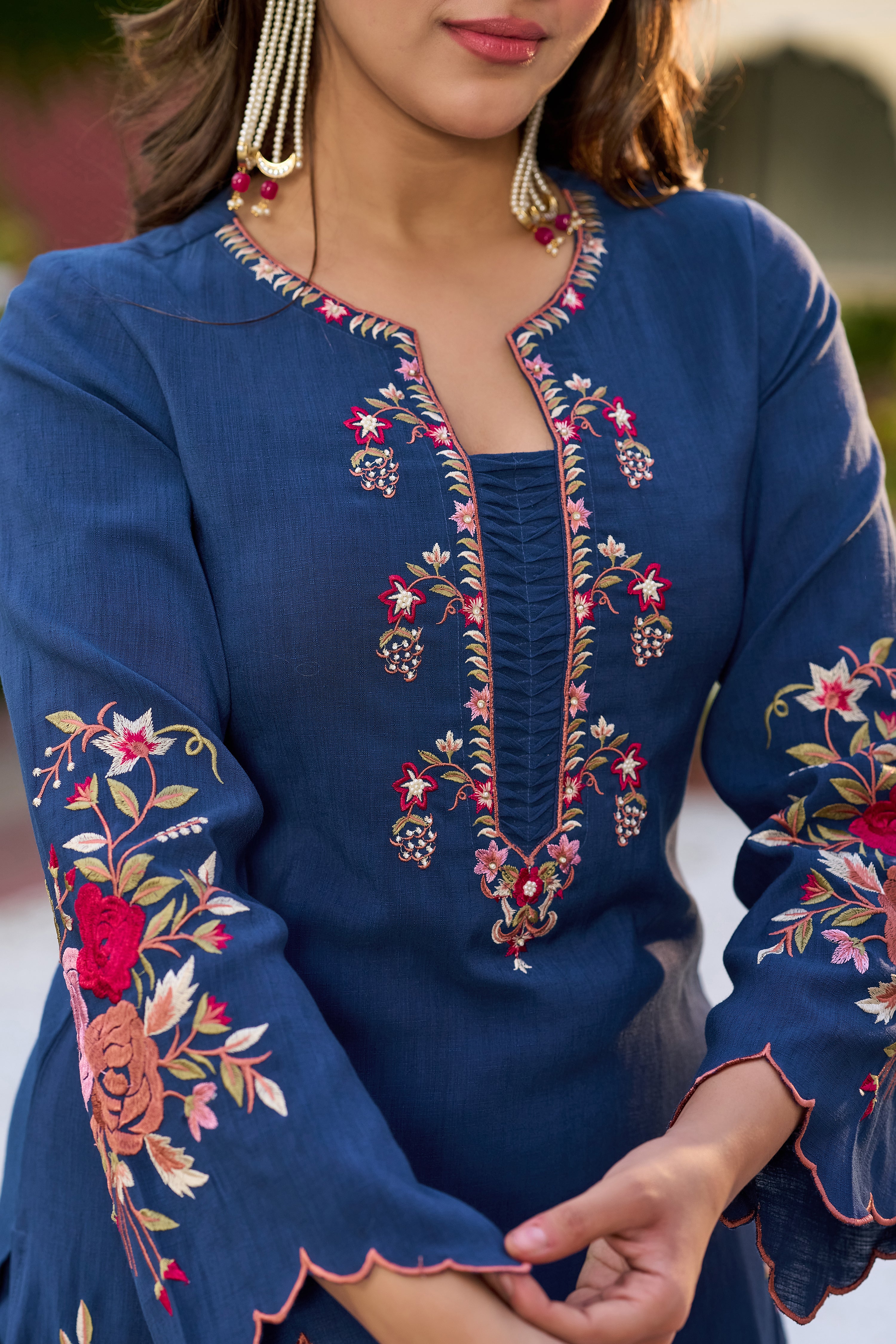 Royal Indigo Blossom Suit Set