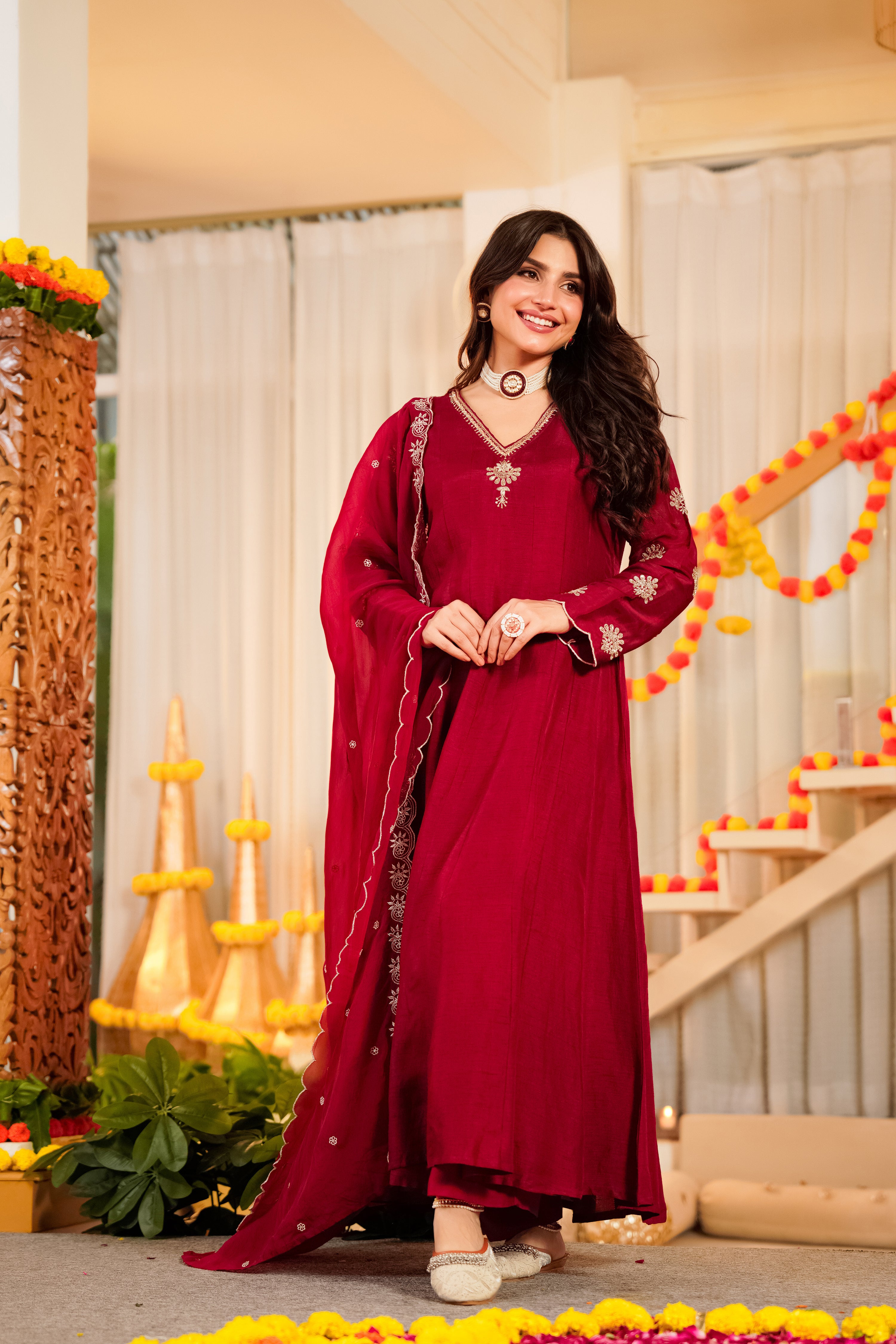 Crimson Royale Satori Silk Suit Set