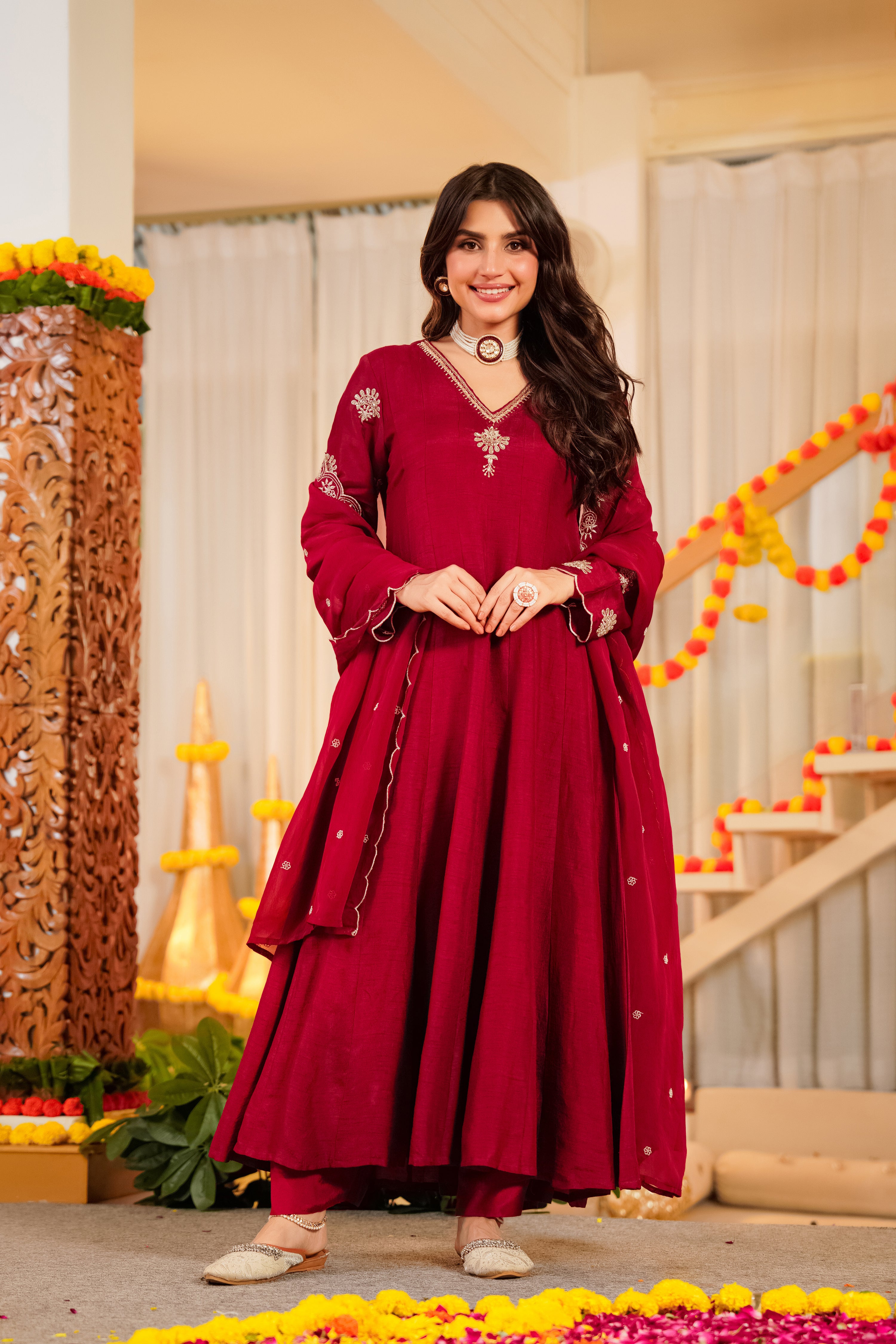 Crimson Royale Satori Silk Suit Set