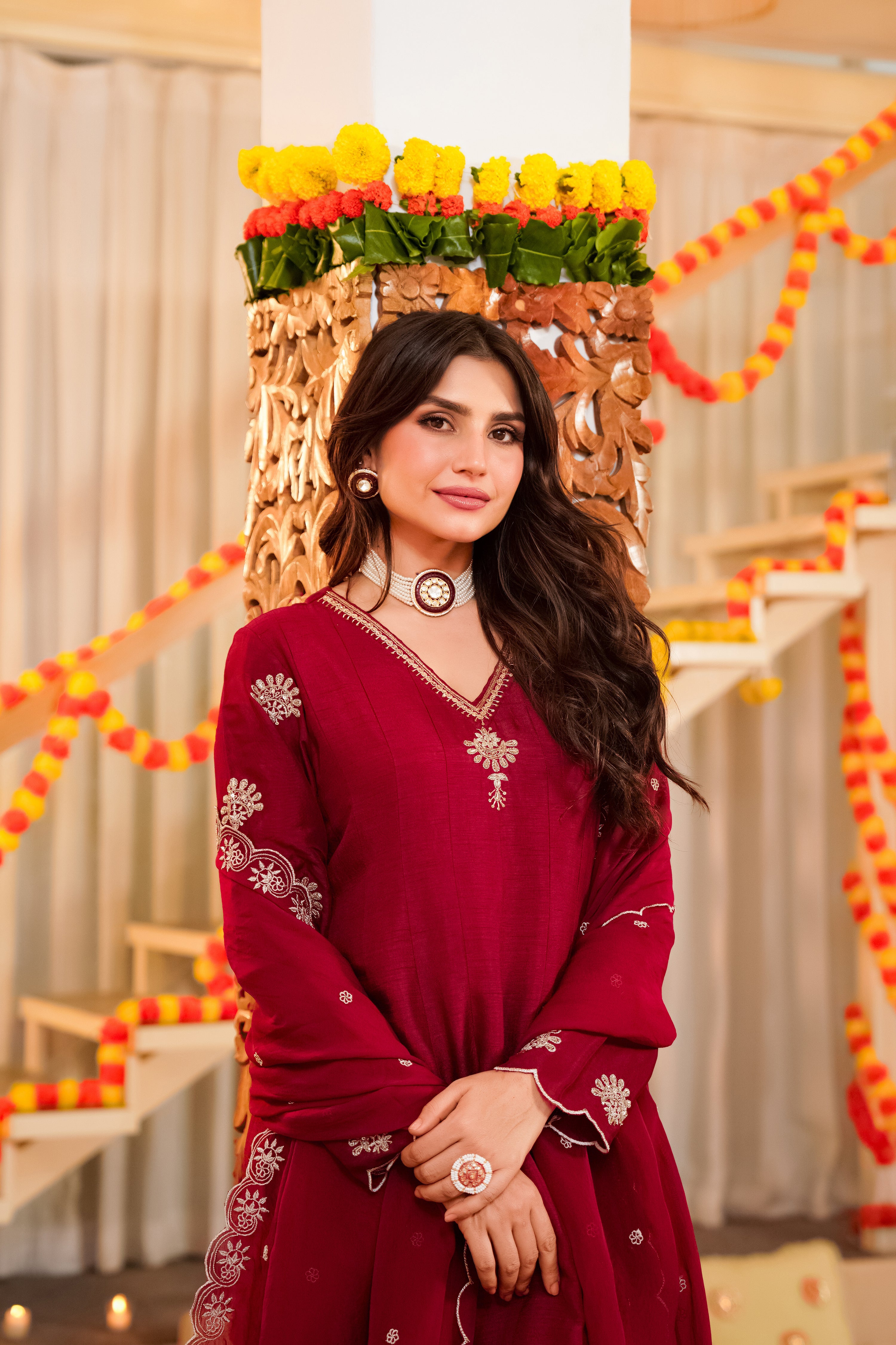 Crimson Royale Satori Silk Suit Set