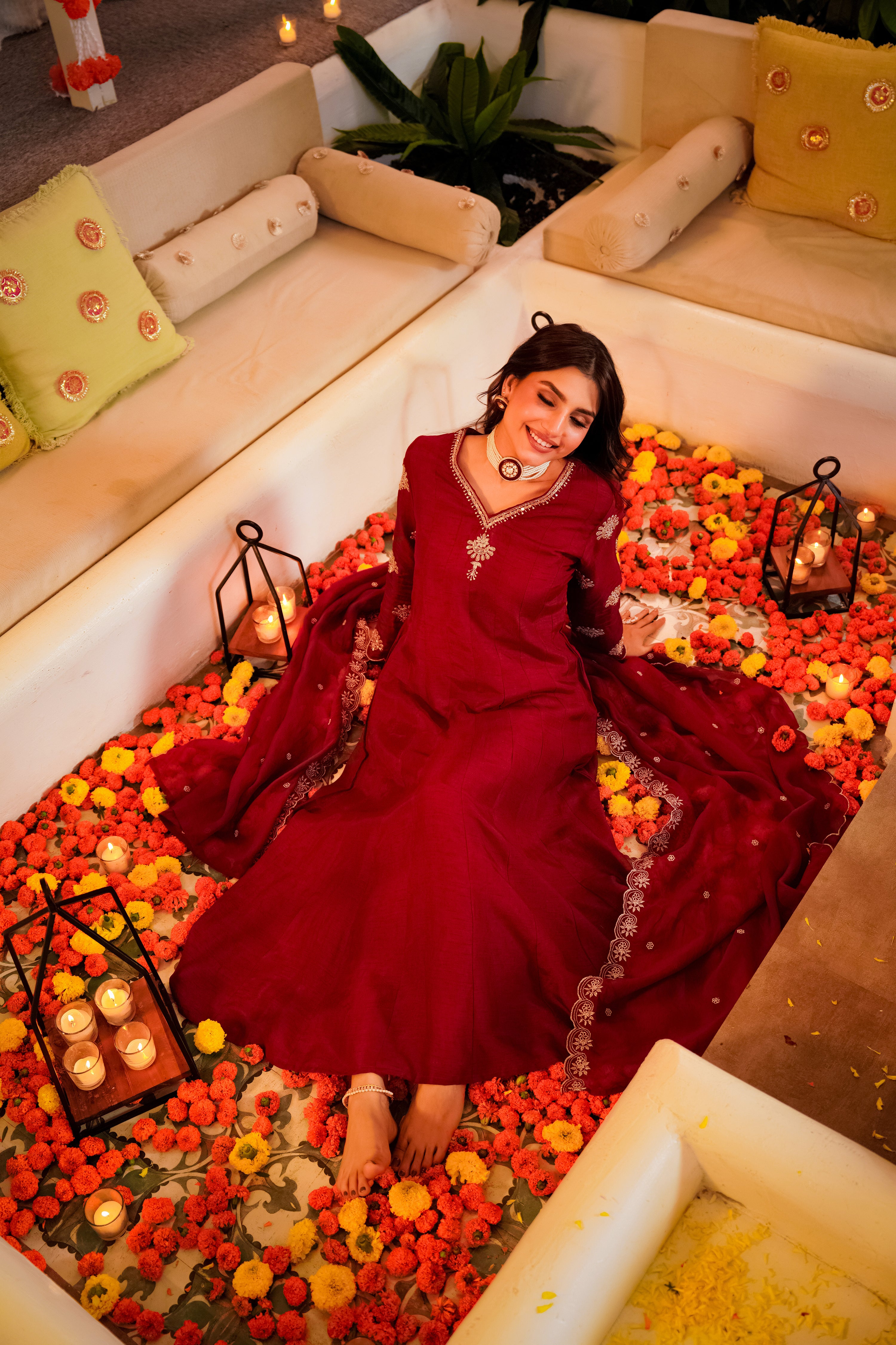 Crimson Royale Satori Silk Suit Set