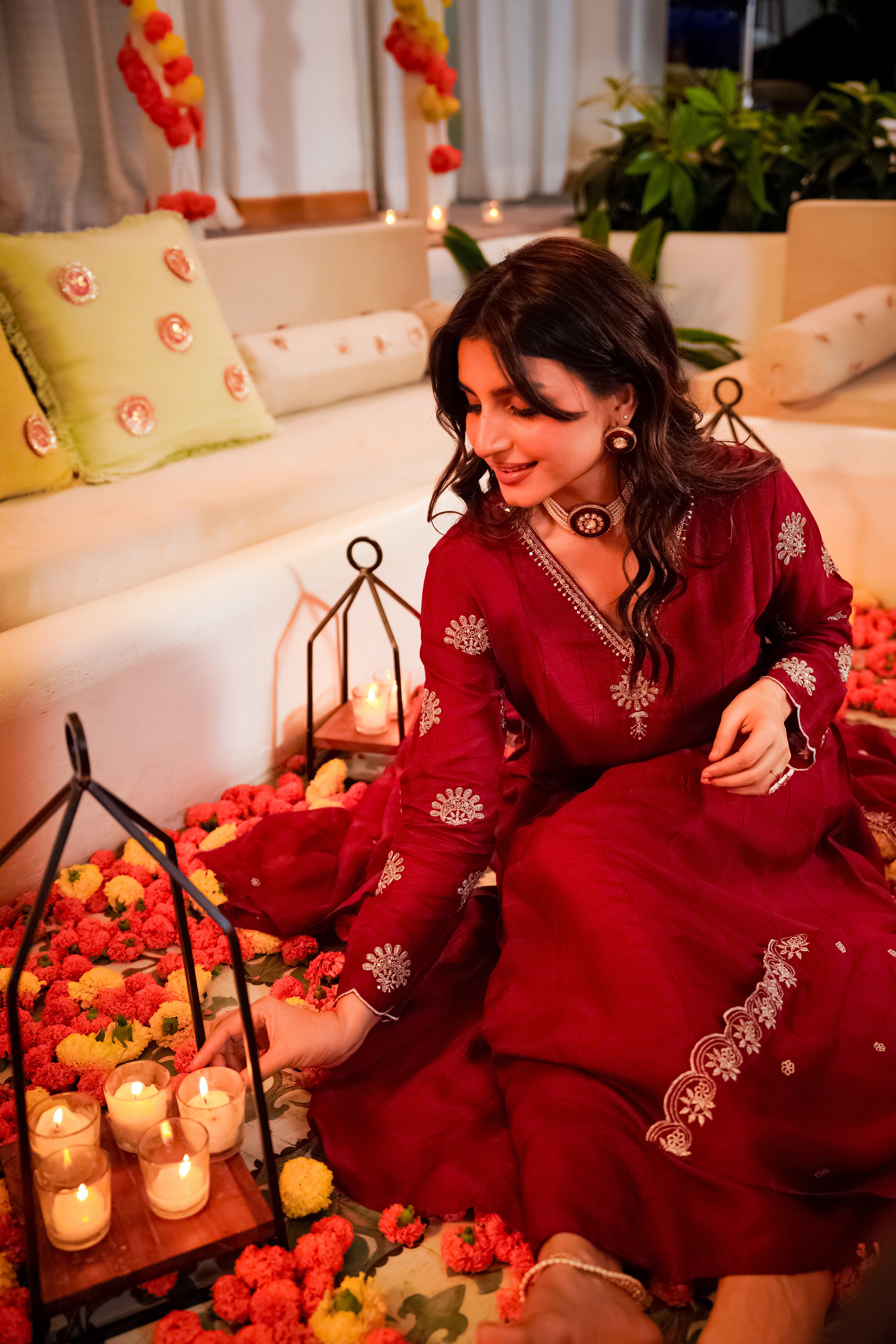 Crimson Royale Satori Silk Suit Set