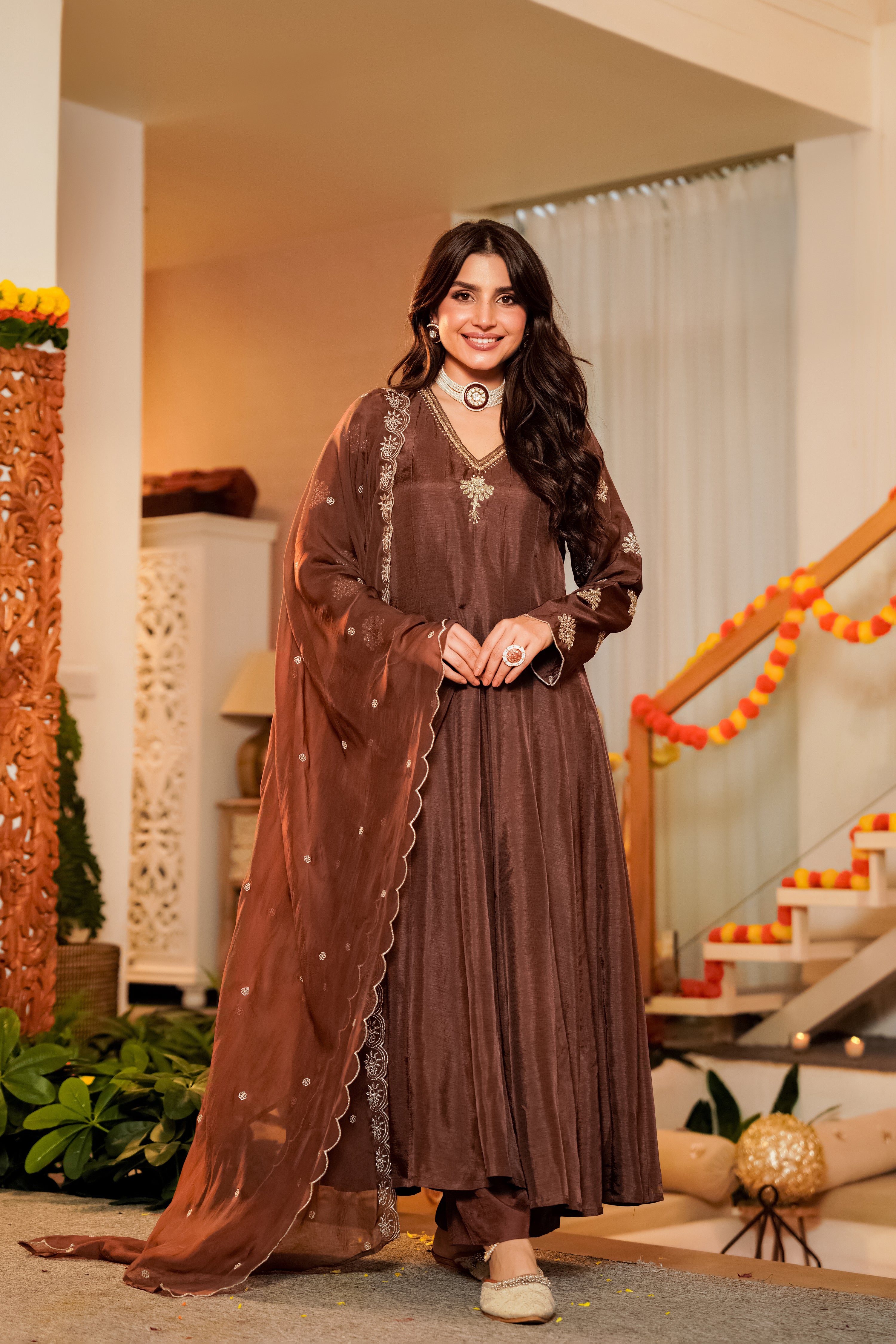 Mocha Royale Satori Silk Suit Set