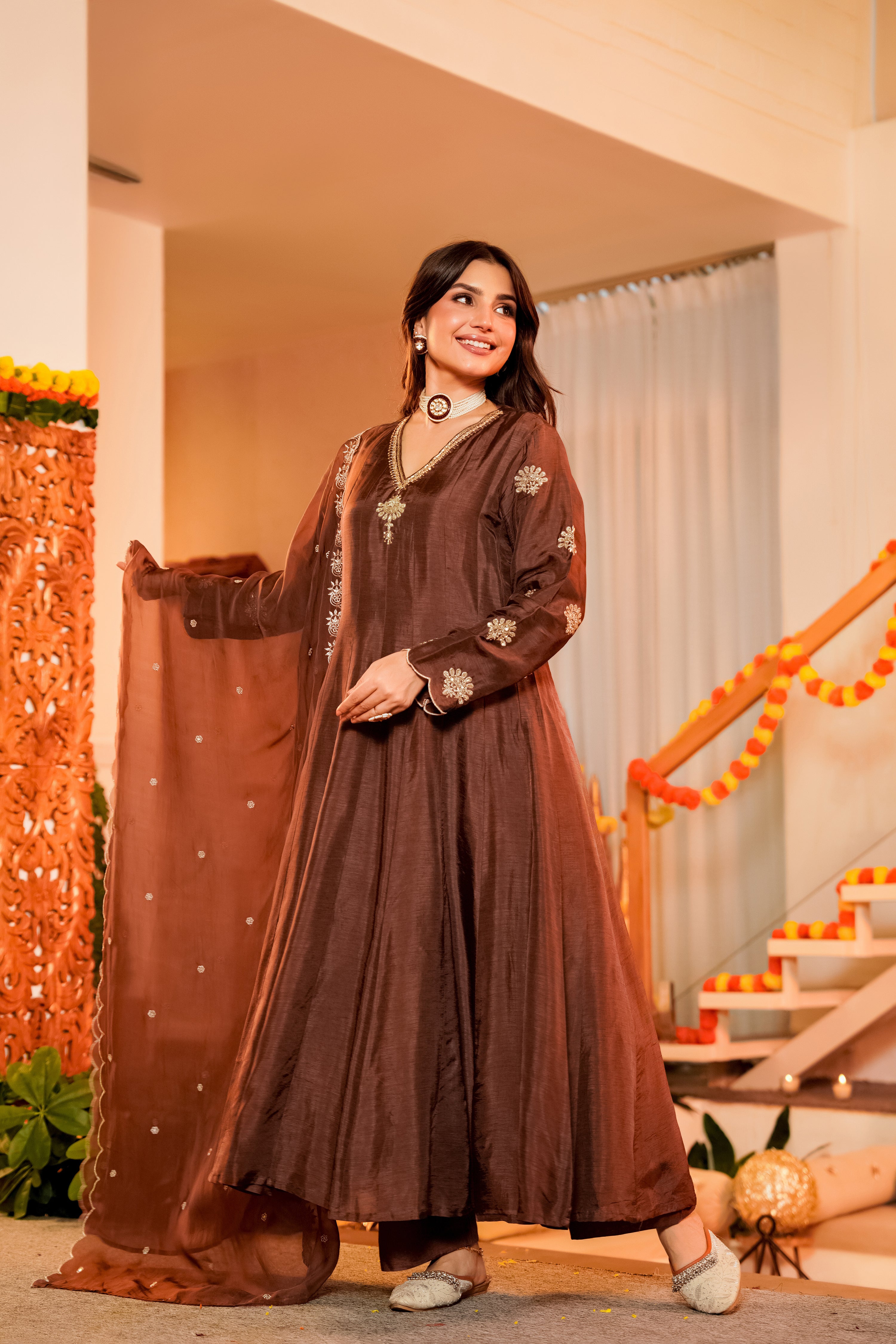 Mocha Royale Satori Silk Suit Set