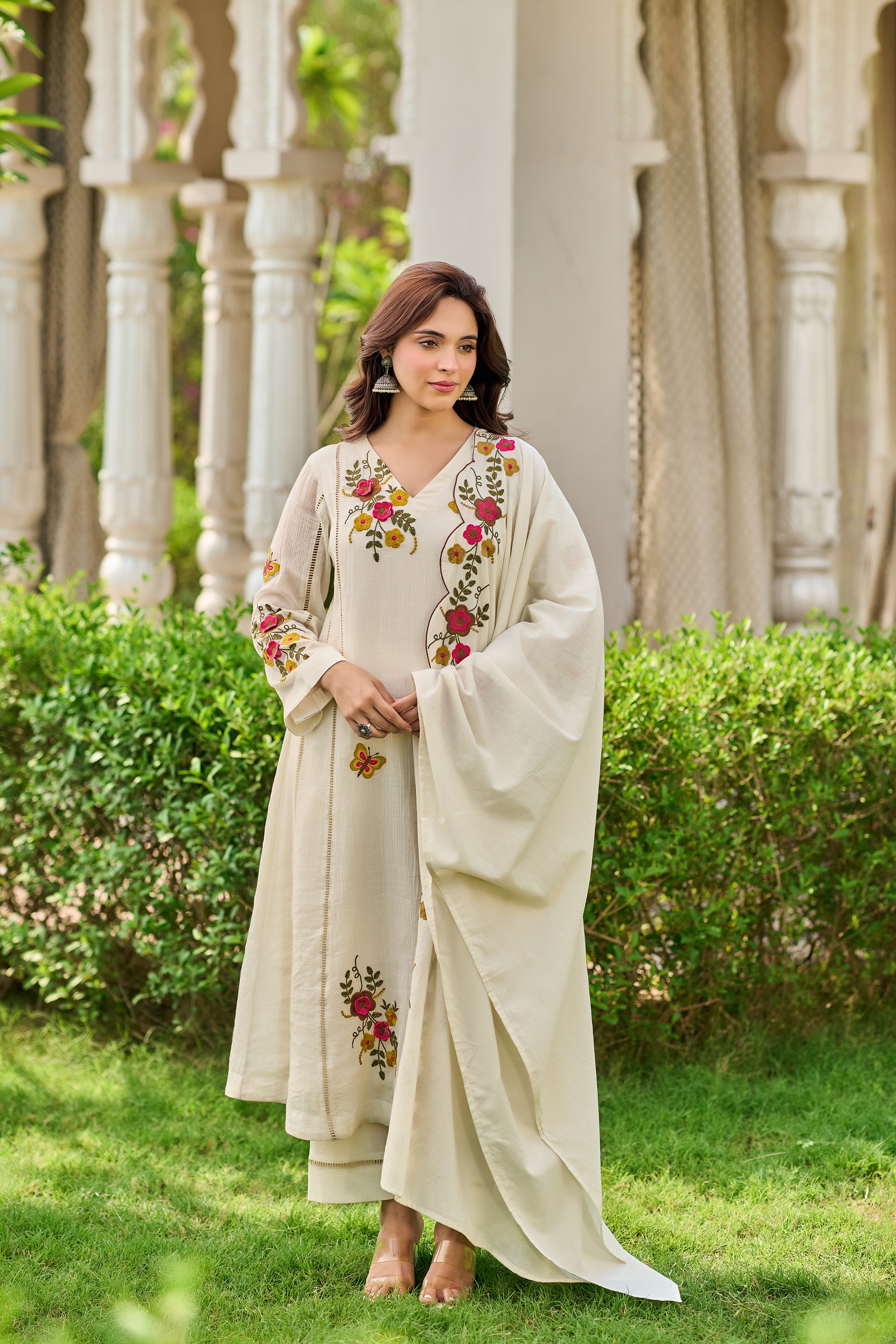 Ivory Pearl Embroidered Suit Set