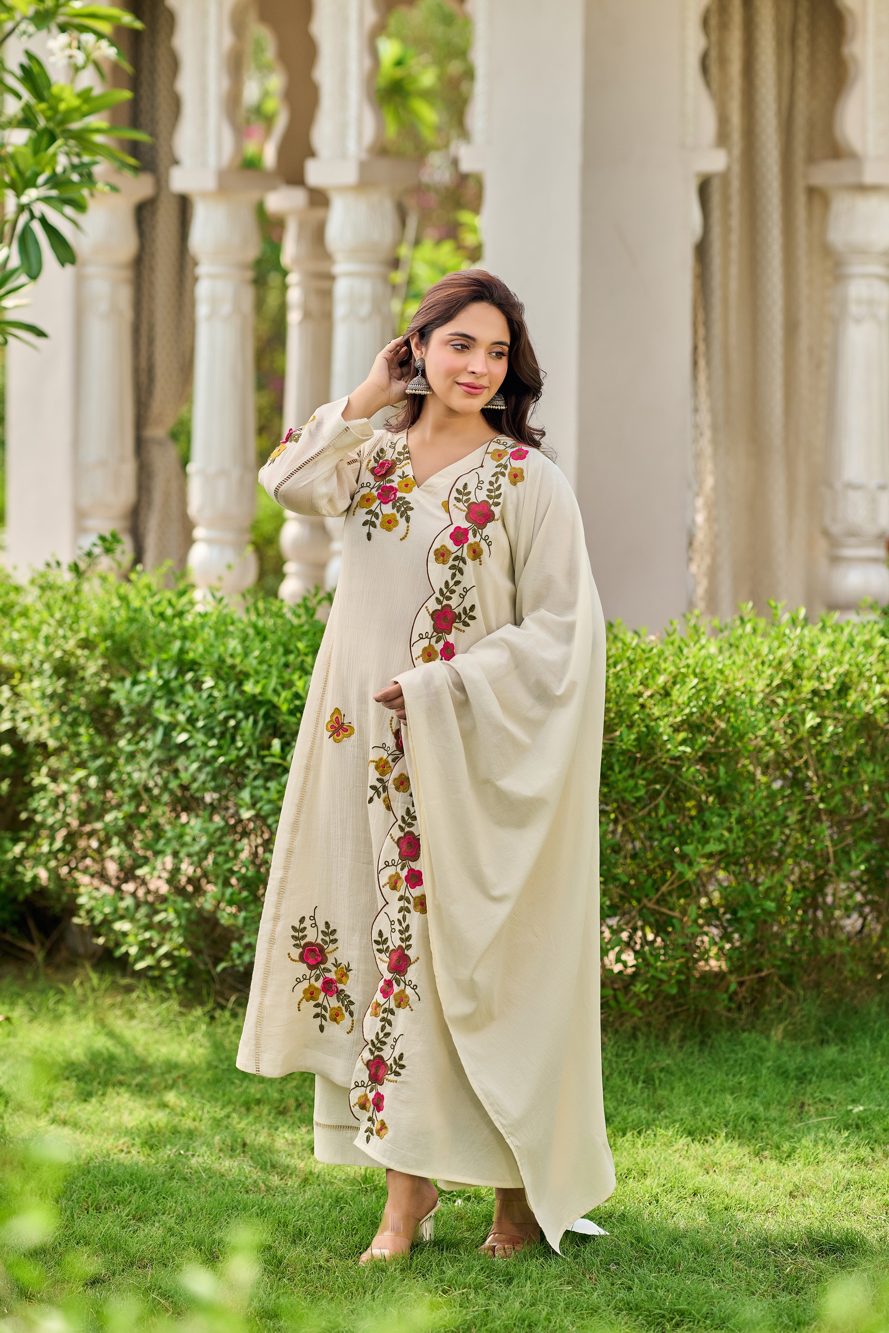 Ivory Pearl Embroidered Suit Set