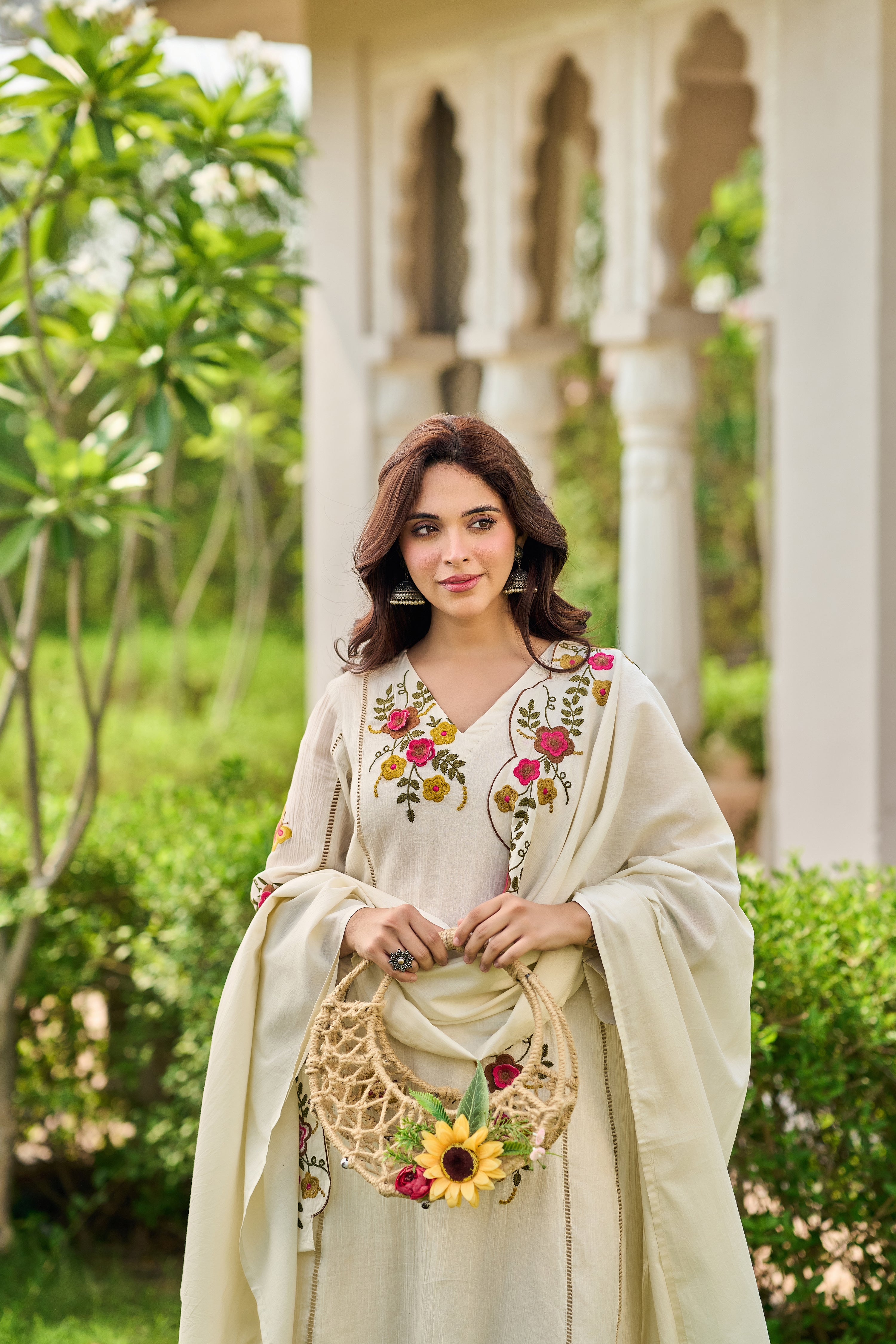 Ivory Pearl Embroidered Suit Set