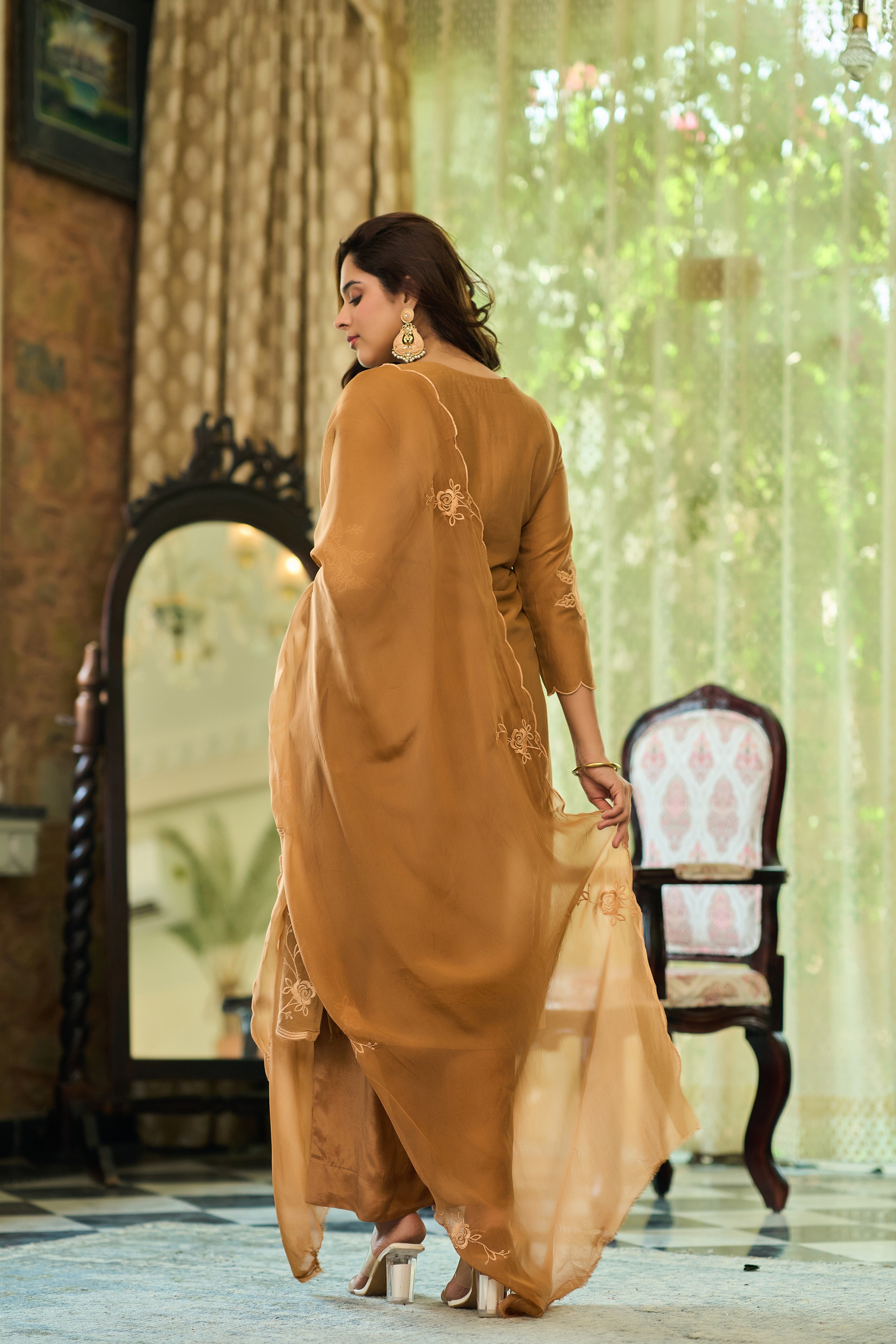 Caramel Chanderi Suit Set