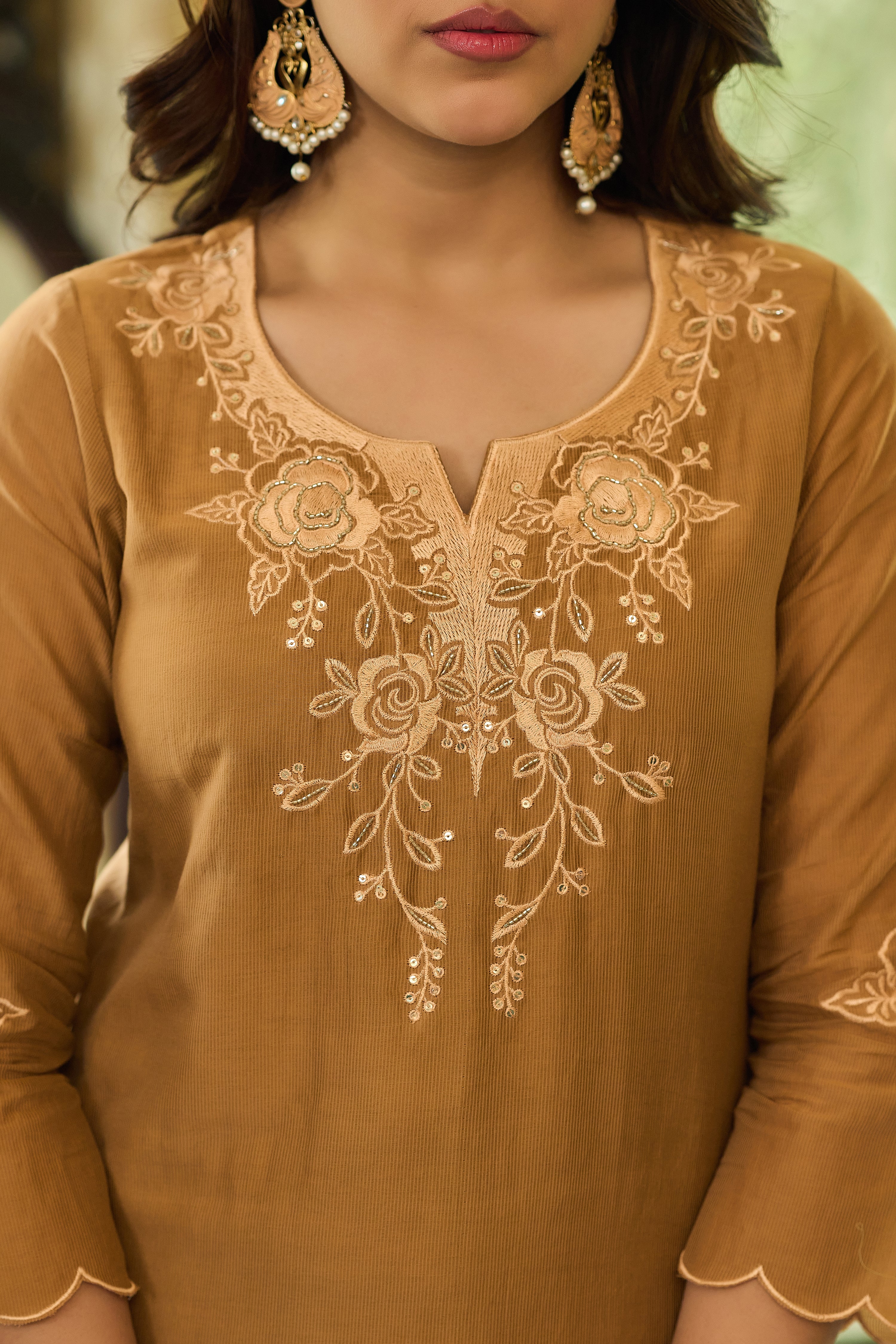 Caramel Chanderi Suit Set