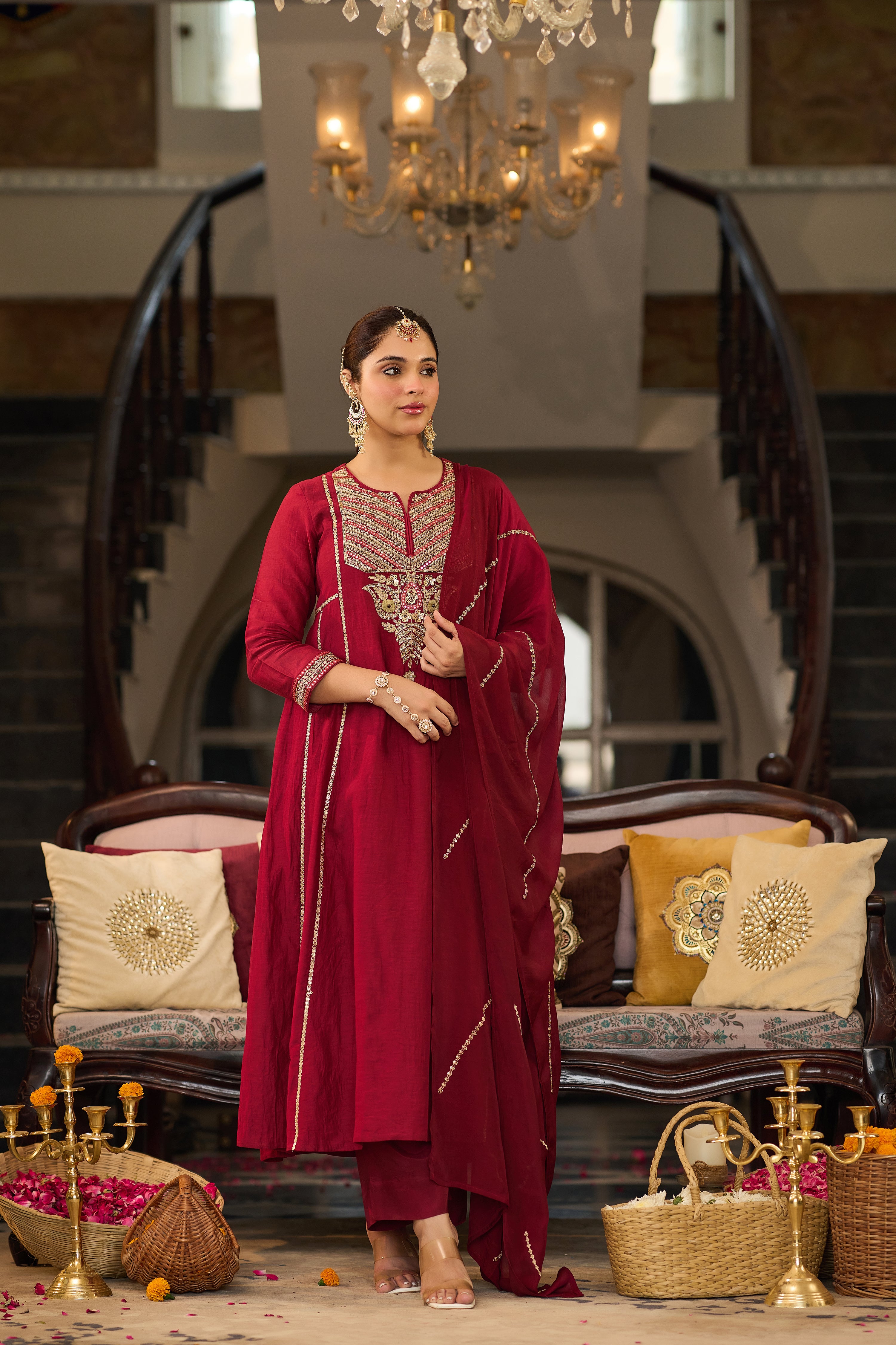 Ruby Embroidered Suit Set