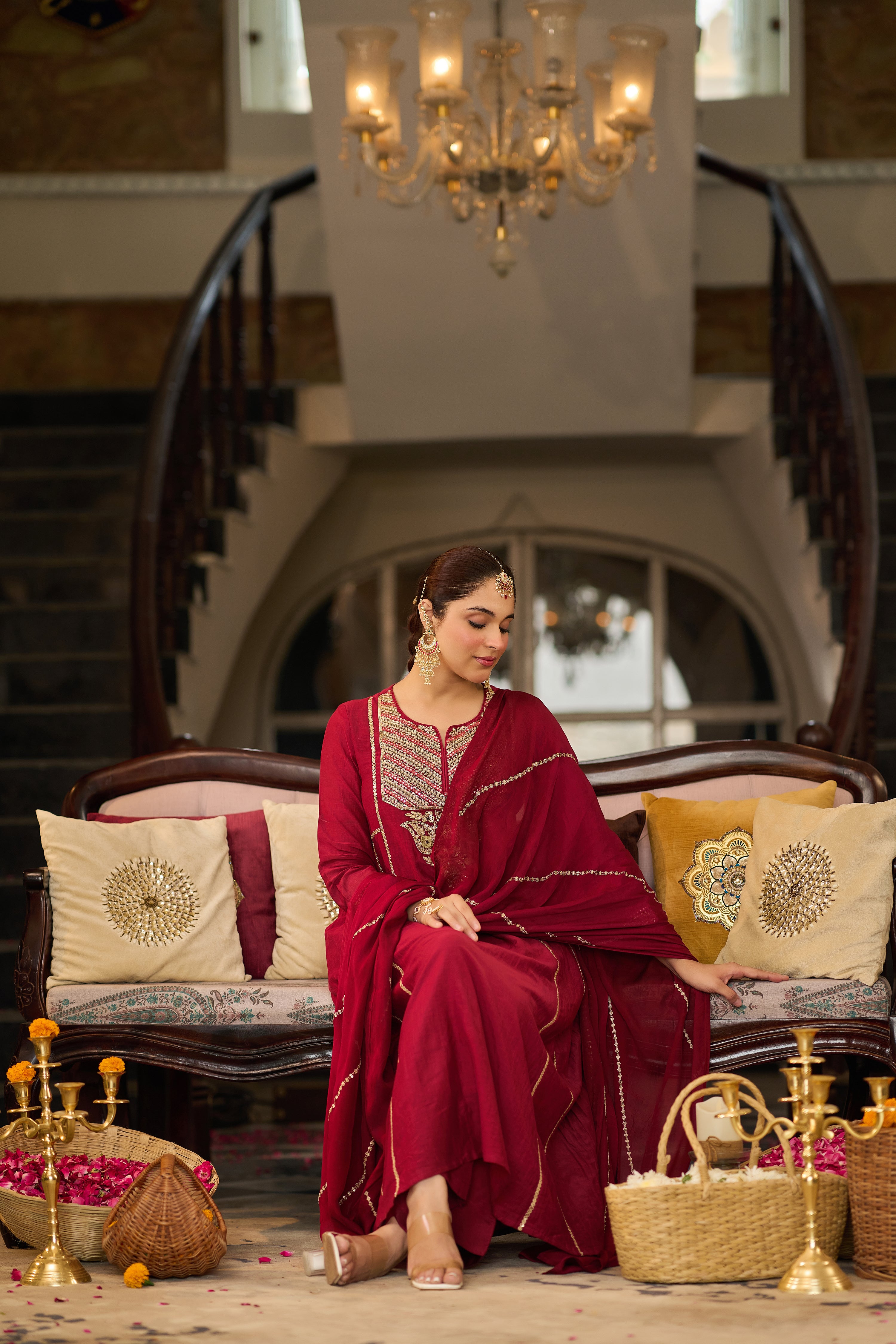 Ruby Embroidered Suit Set