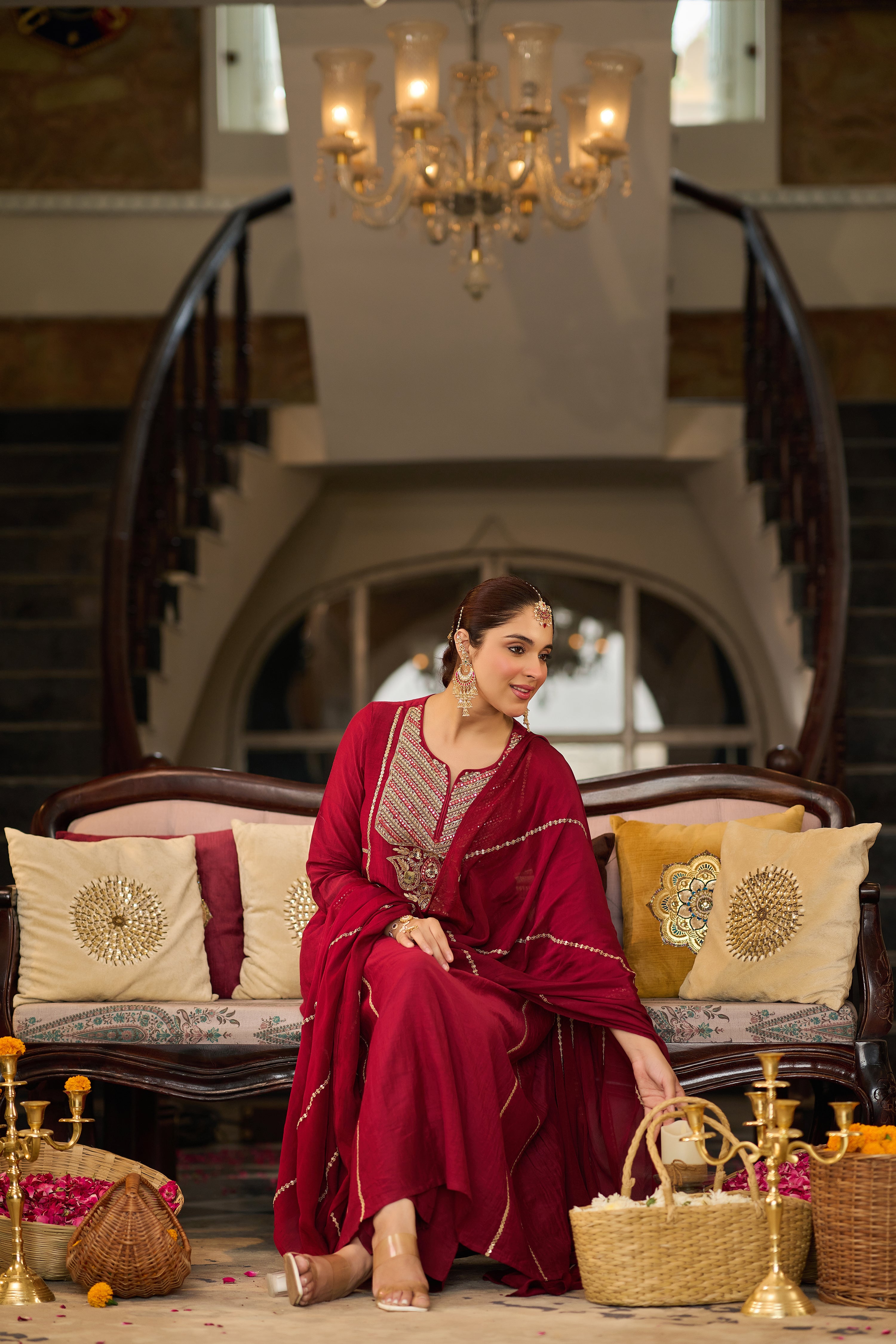 Ruby Embroidered Suit Set