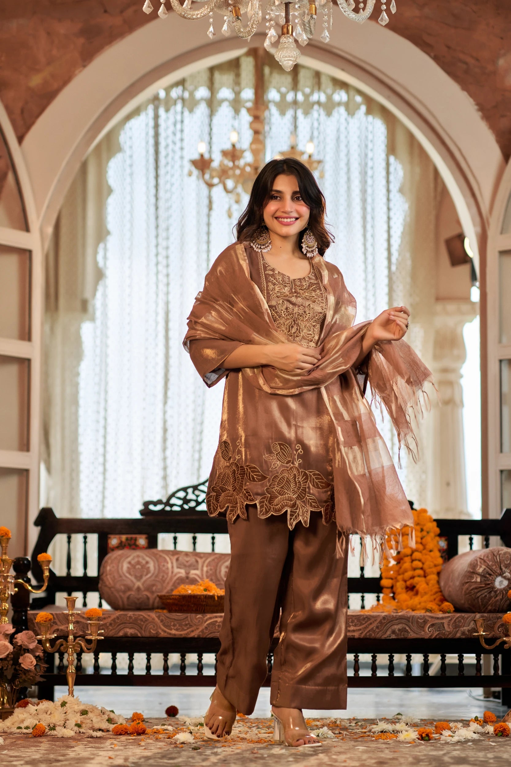 Bronze Bloom Festive Suit