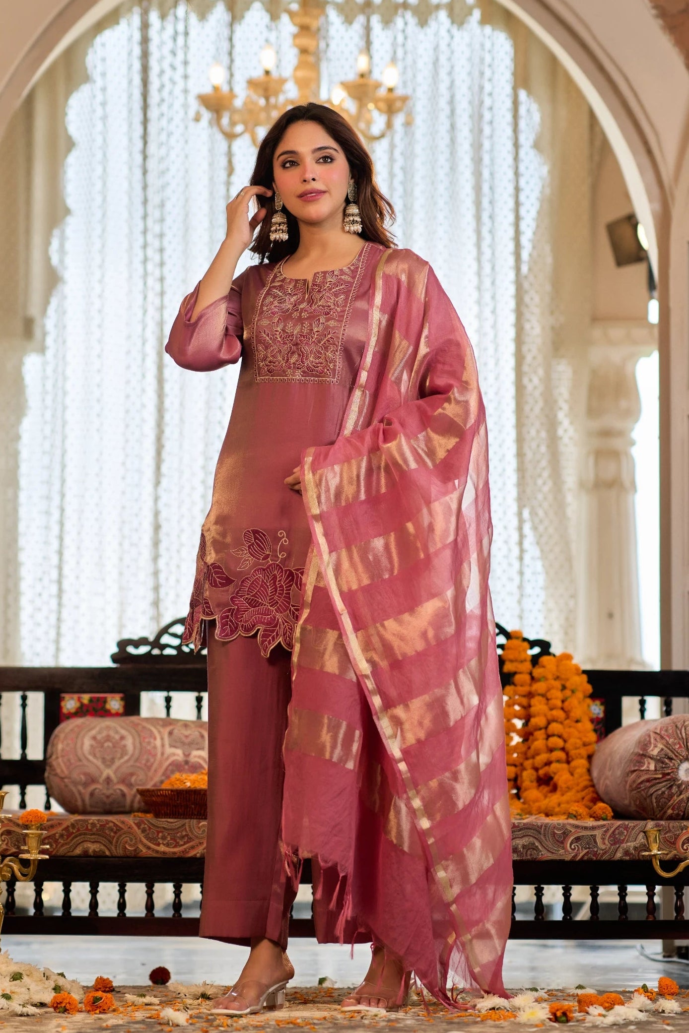 Rosewood Gold Embroidered Suit