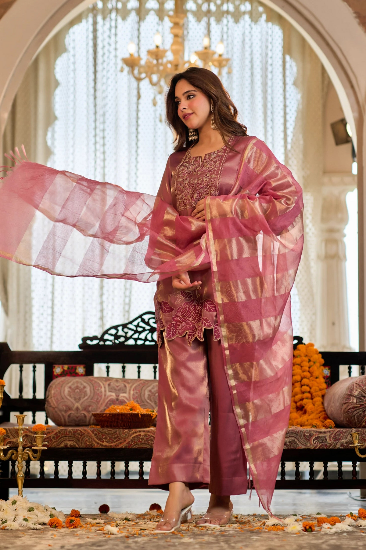 Rosewood Gold Embroidered Suit