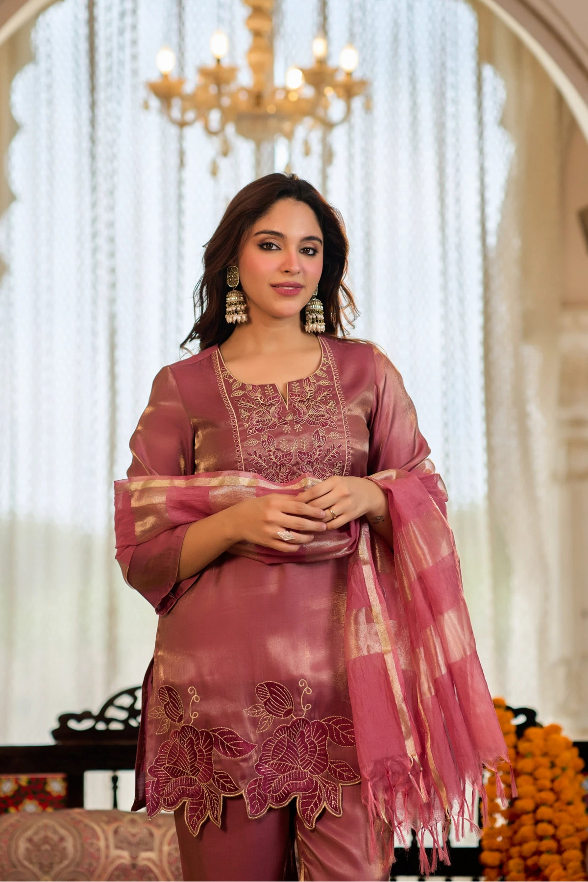Rosewood Gold Embroidered Suit