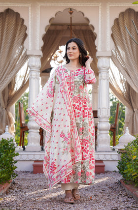Floral Grace Cotton Suit Set