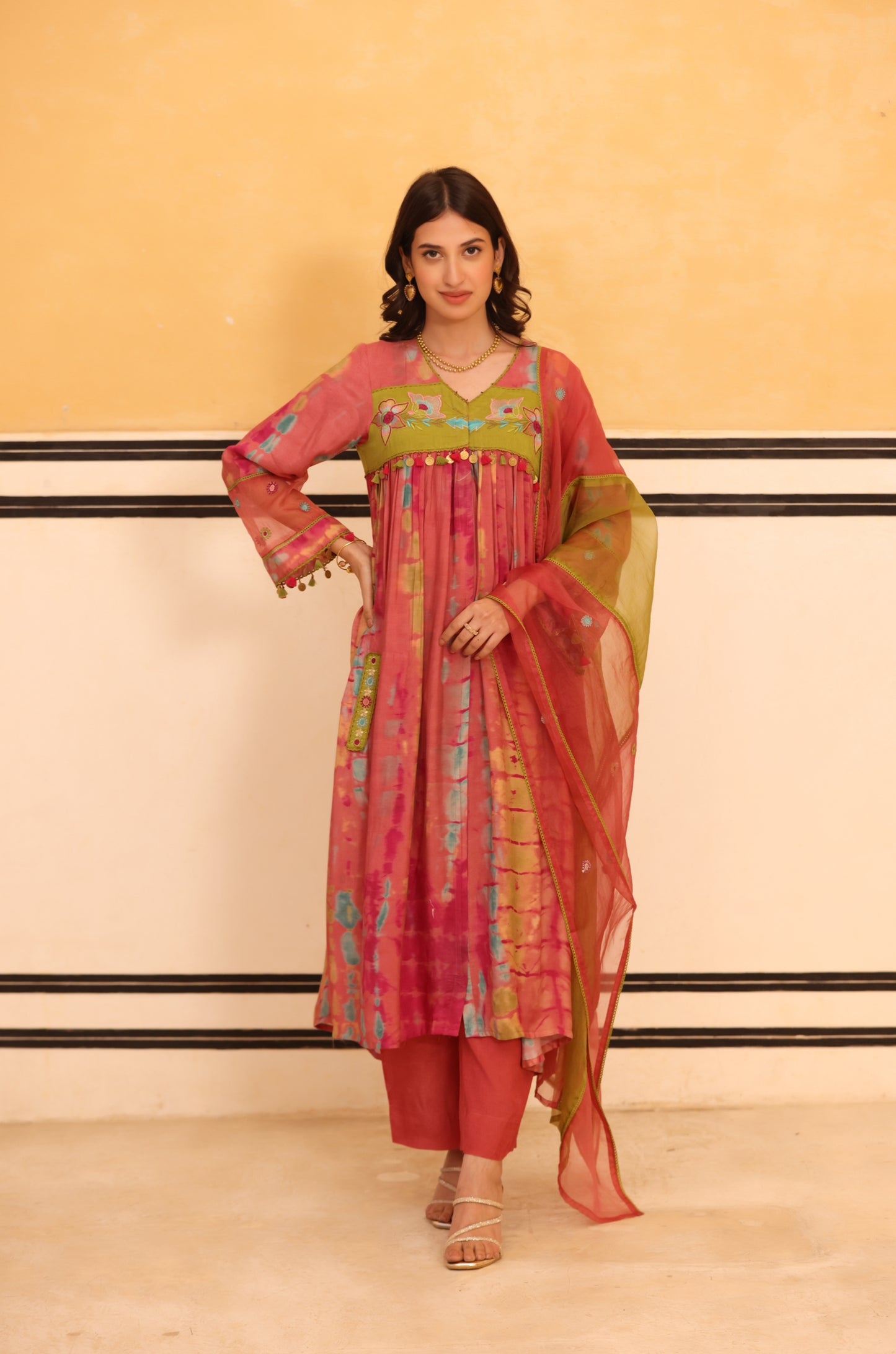 Pink Aura Flared Suit Set