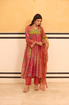 Pink Aura Flared Suit Set