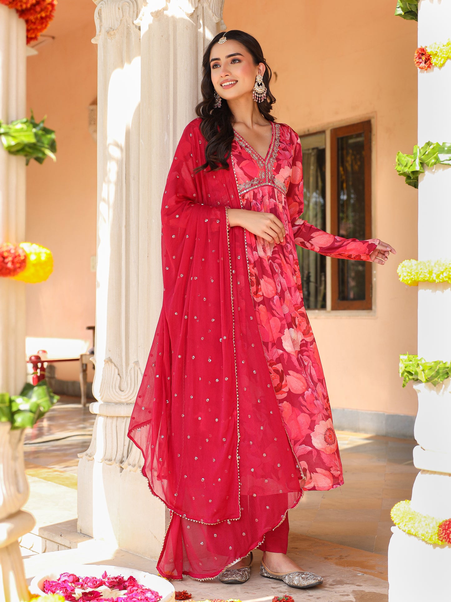 Shades Of Pink Chinnon Kurta Set