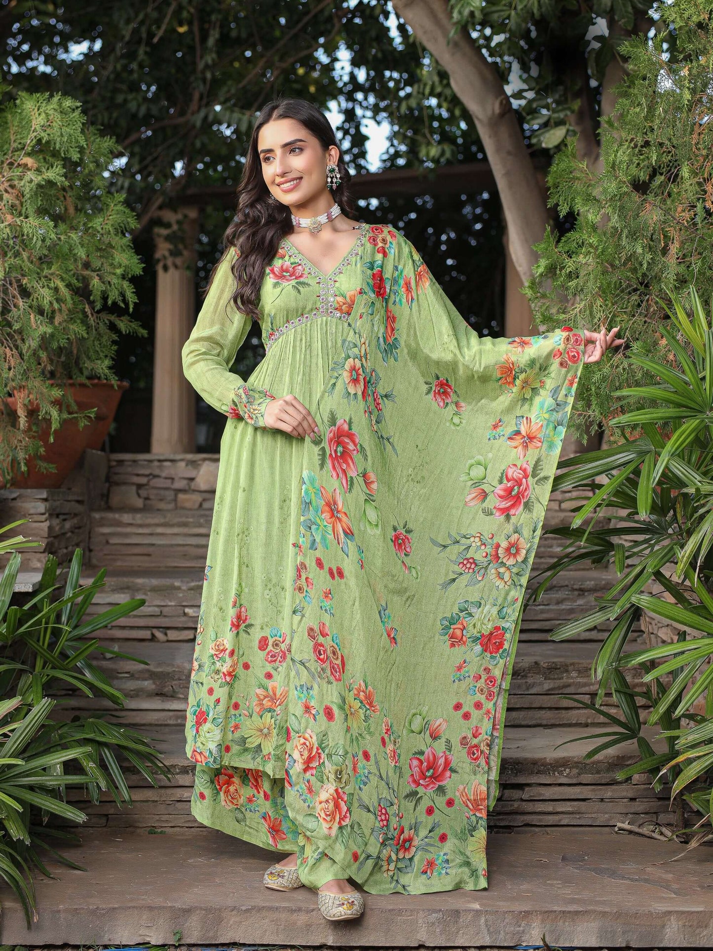 Light Green Printed suit set