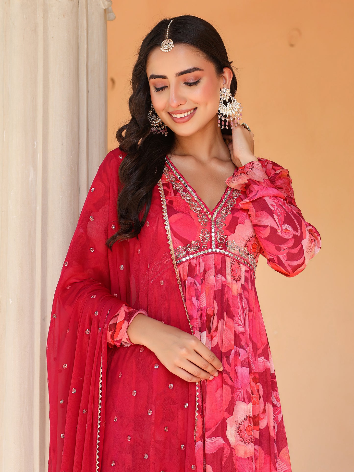 Shades Of Pink Chinnon Kurta Set