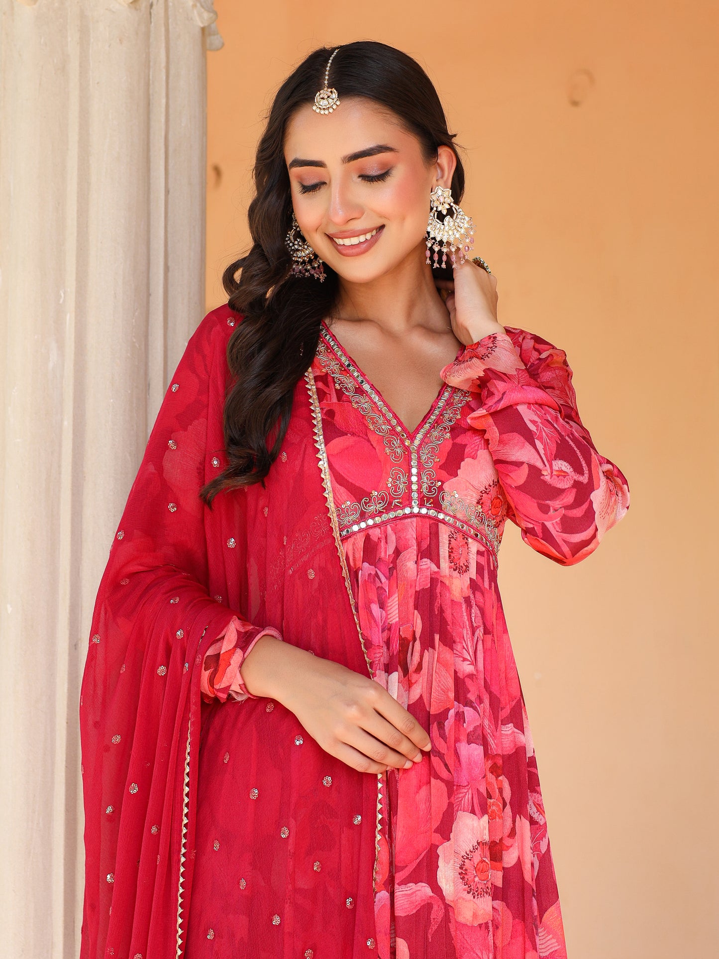 Shades Of Pink Chinnon Kurta Set