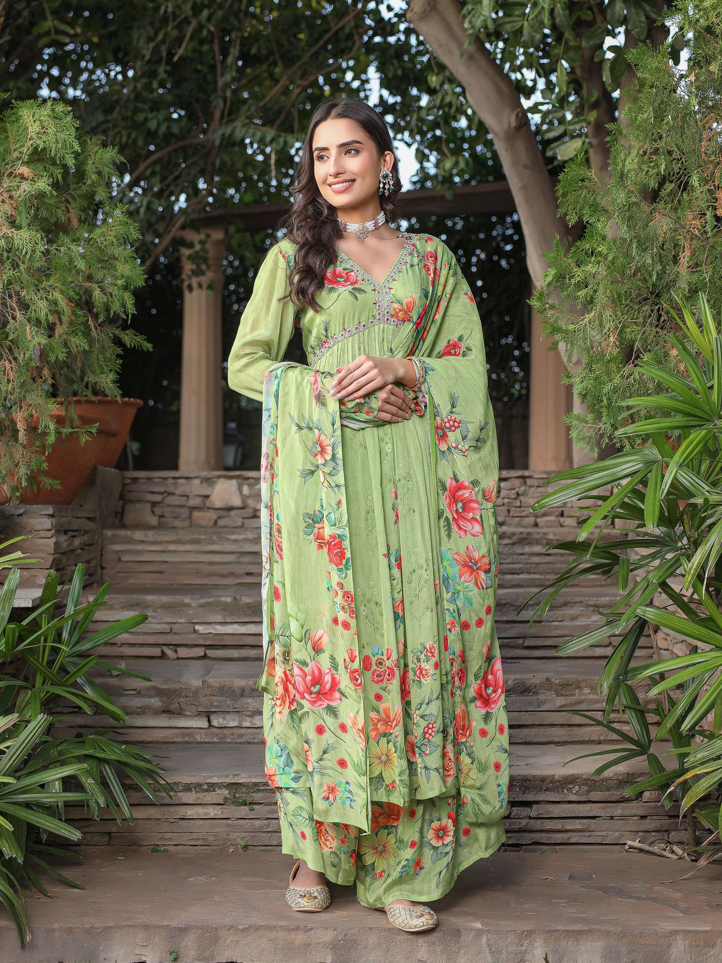 Light Green Printed suit set