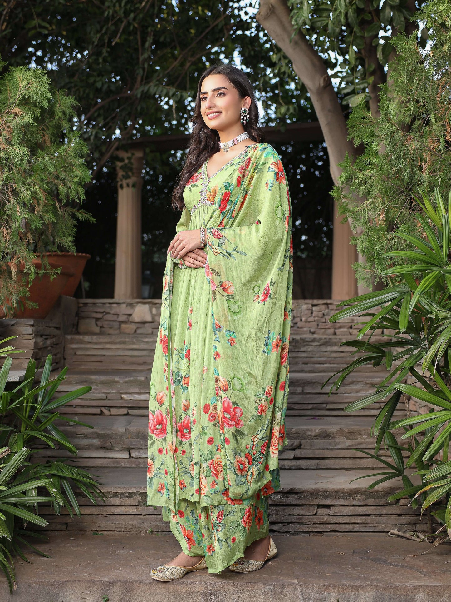 Light Green Printed suit set