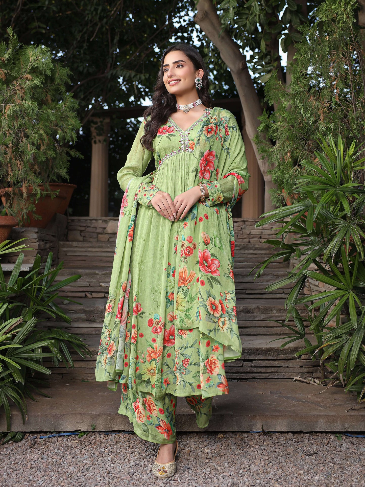 Light Green Printed suit set