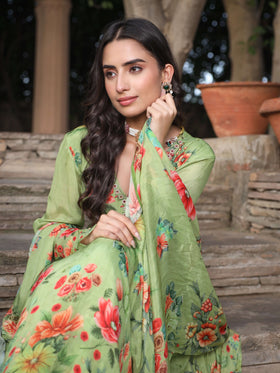 Light Green Printed suit set