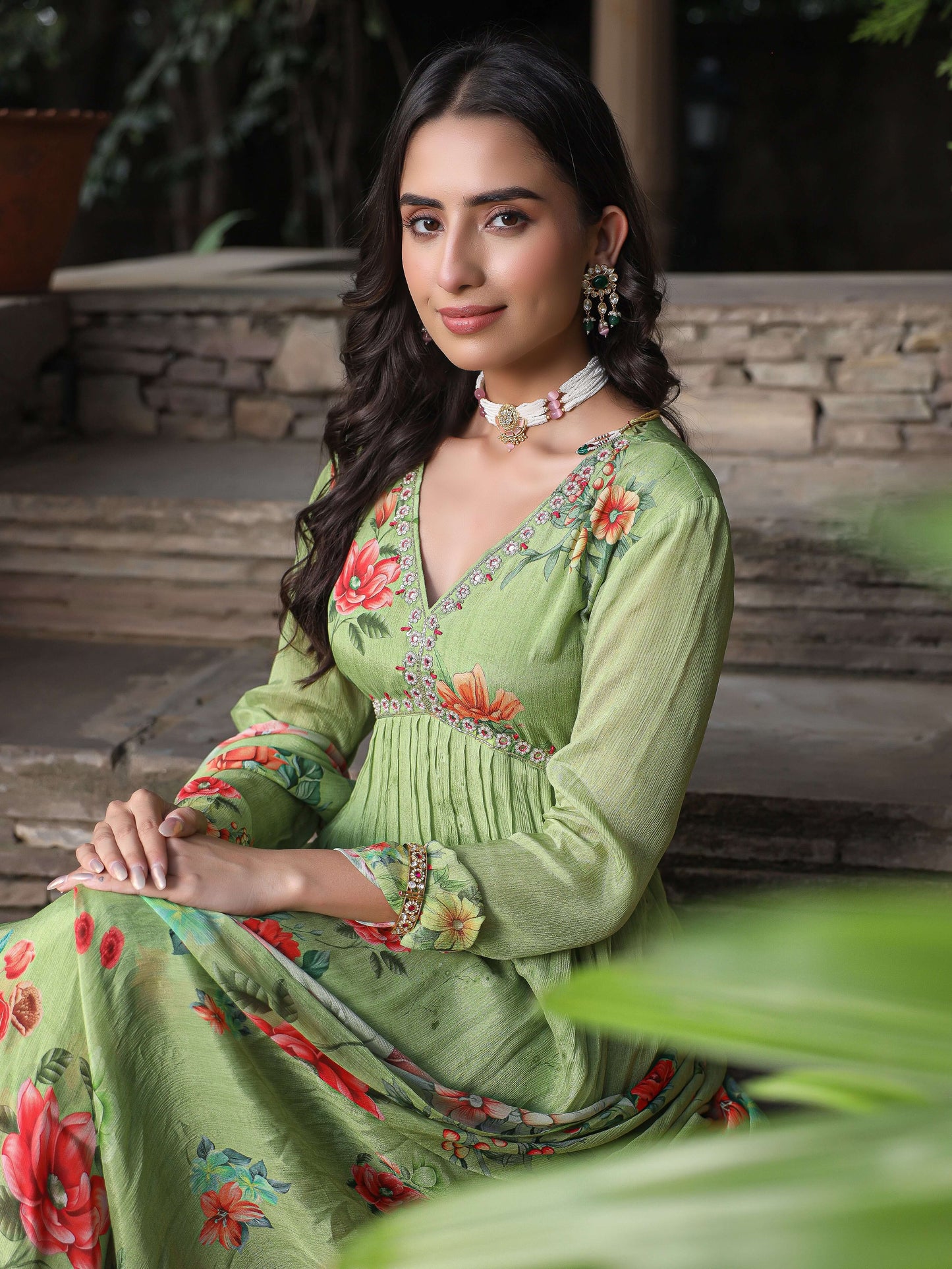 Light Green Printed suit set