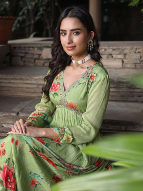 Light Green Printed suit set