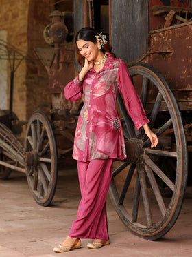 Maroon printed co-ord set
