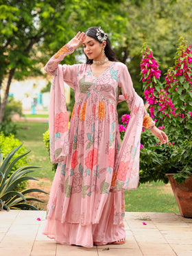 Nude Pink printed suit set