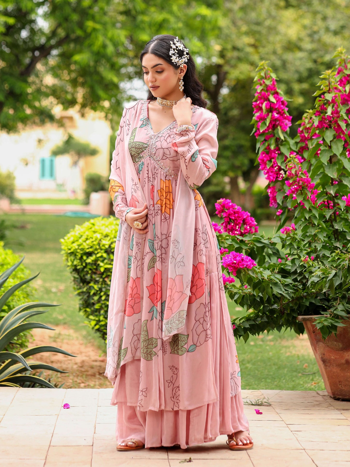 Nude Pink printed suit set