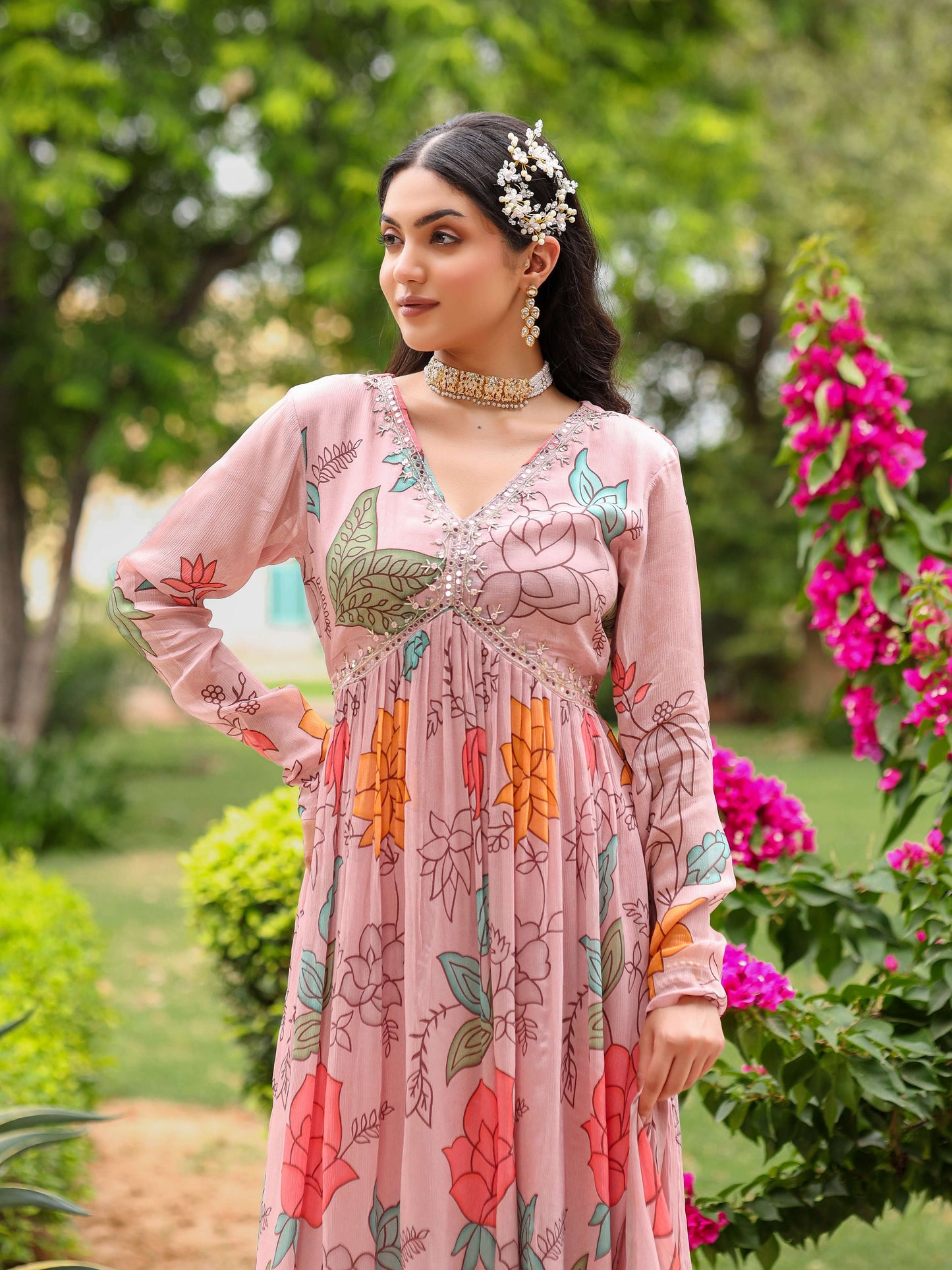 Nude Pink printed suit set