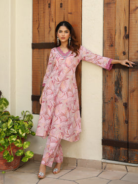 Nude pink printed Co-Ord set