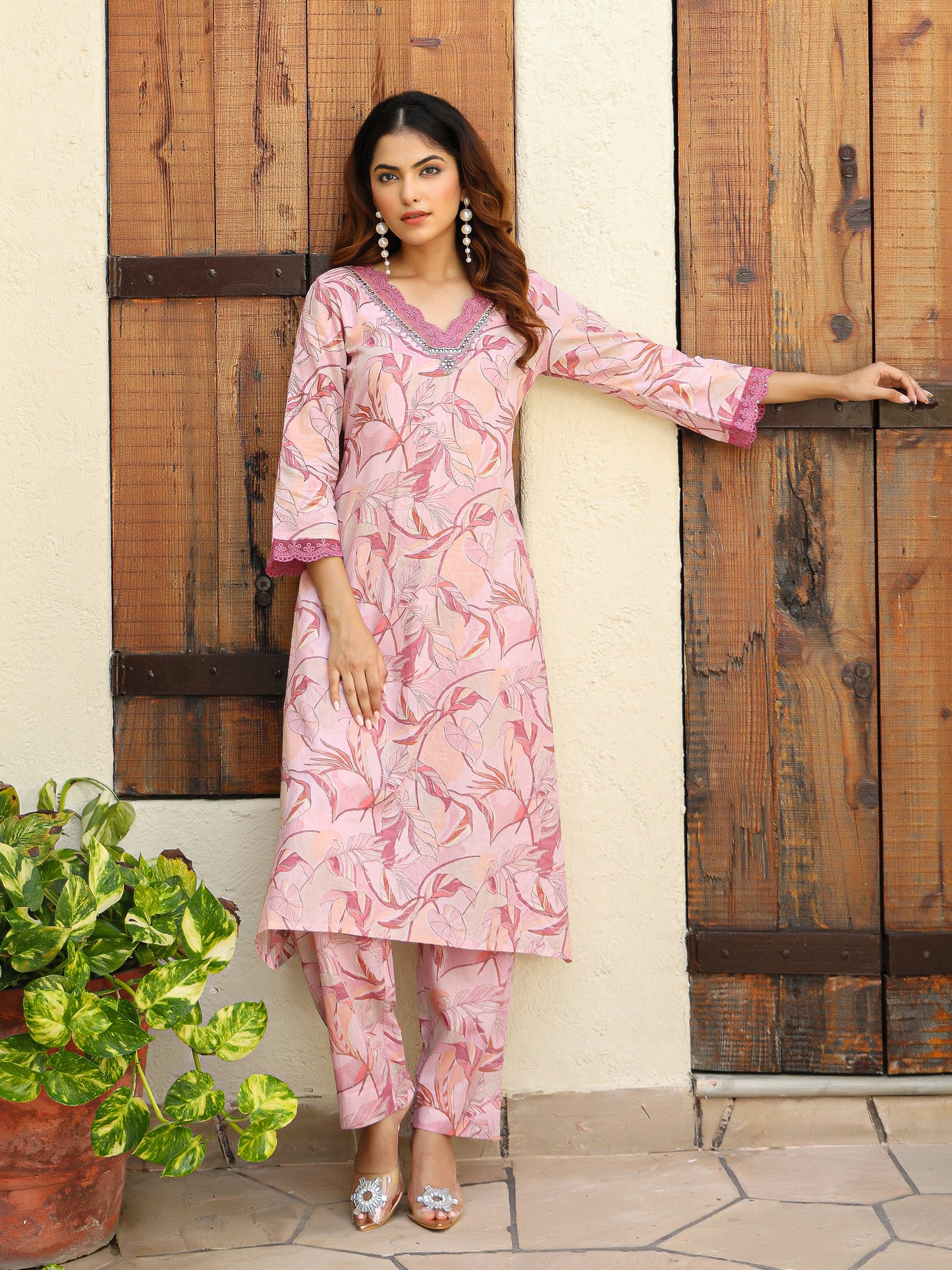 Nude pink printed Co-Ord set