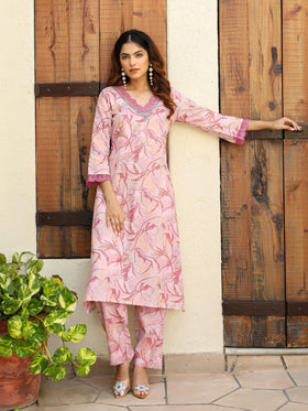 Nude pink printed Co-Ord set