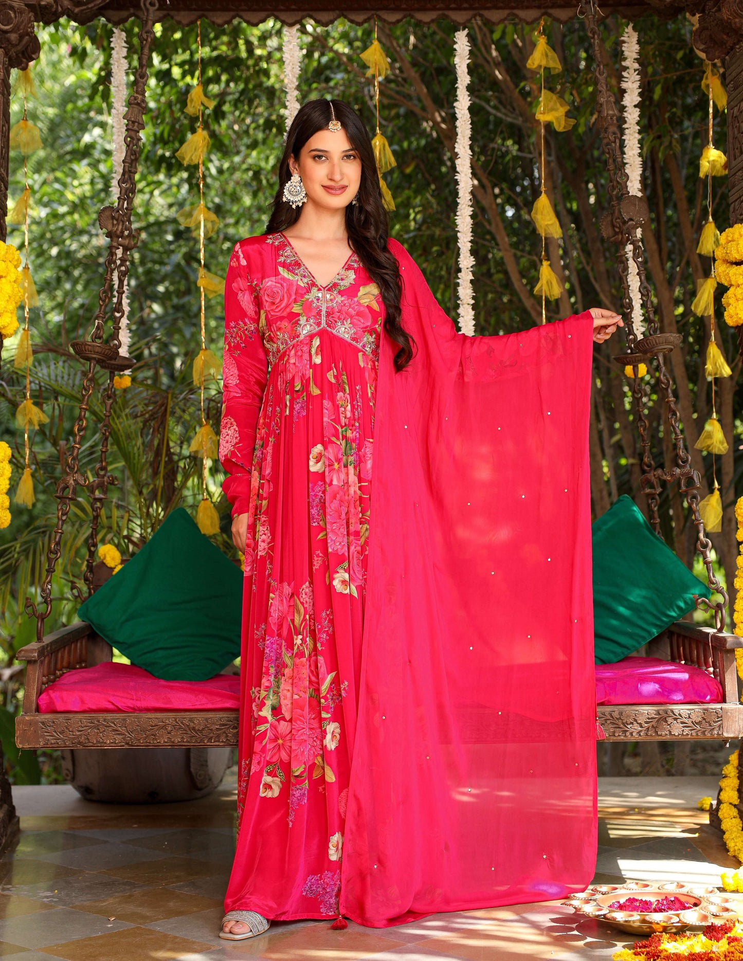 Rani pink anarkali set