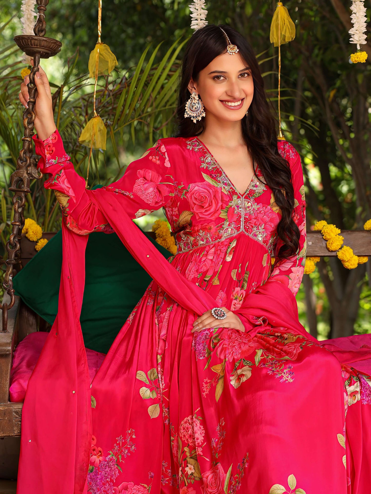 Rani pink anarkali set