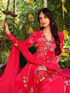 Rani pink anarkali set