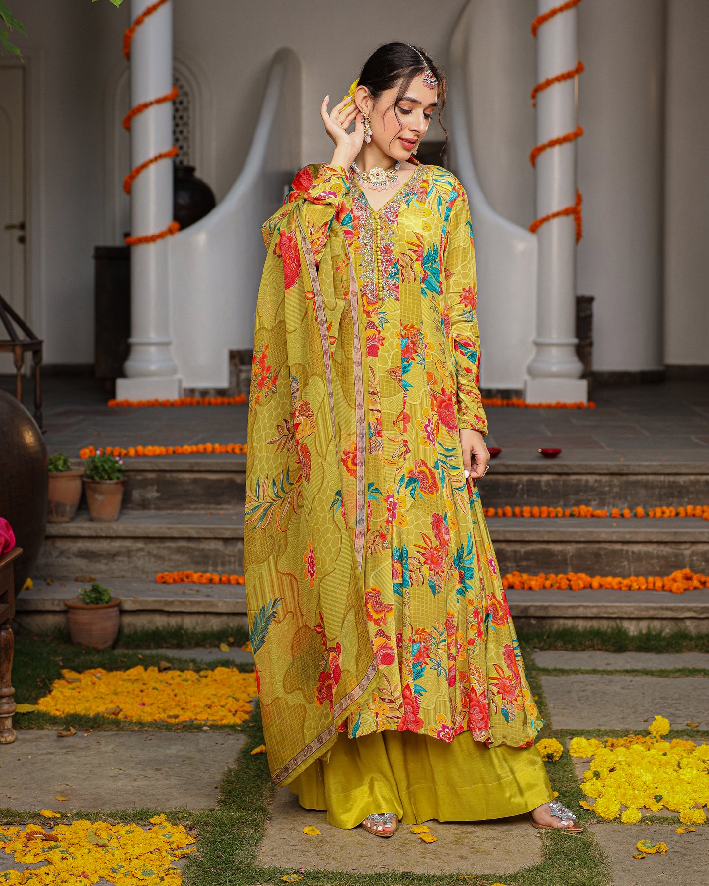 Yellow Anarkali set